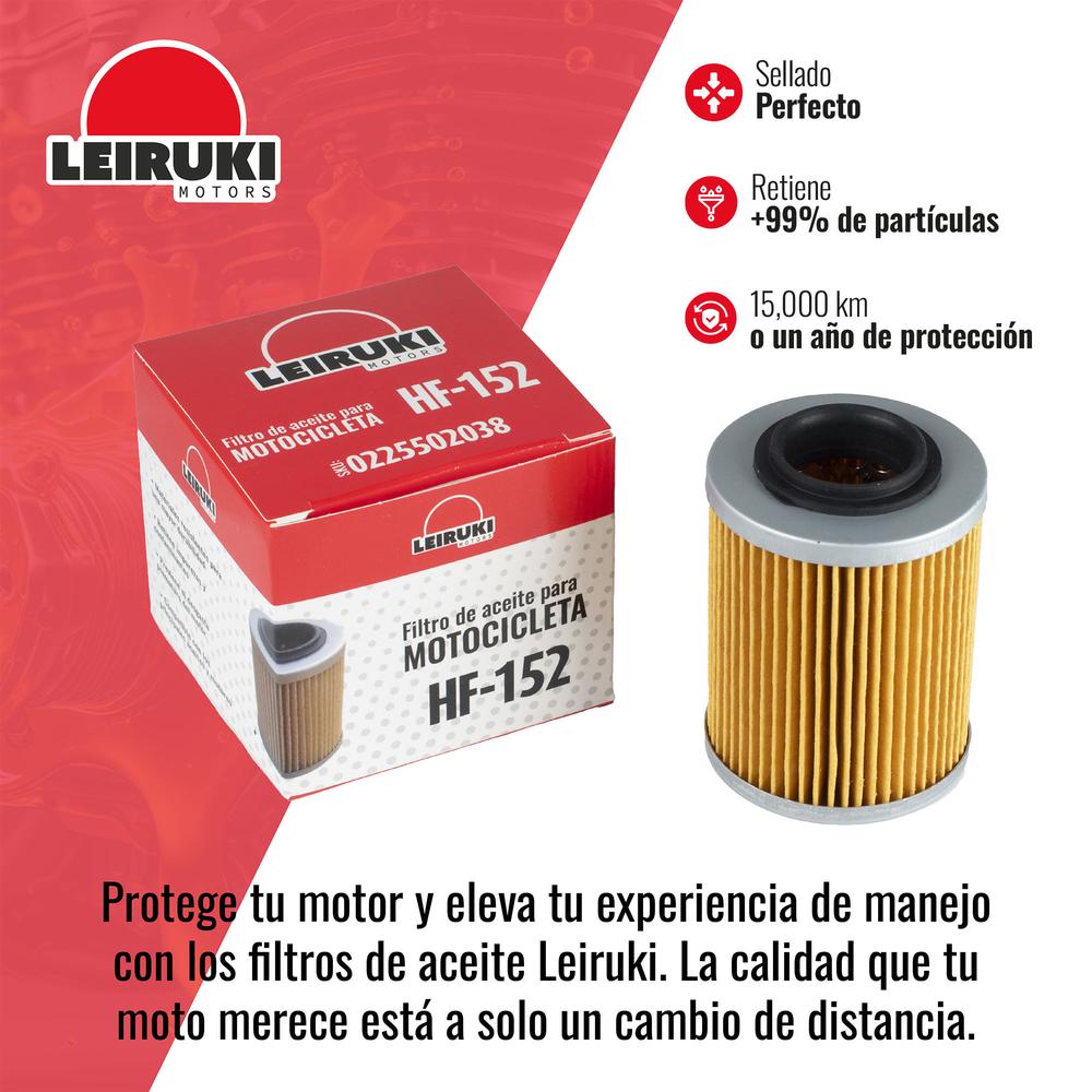 Foto 4 pulgar | Filtro Aceite Hf-152 Moto Can Am Bombardier Outlander Leiruki