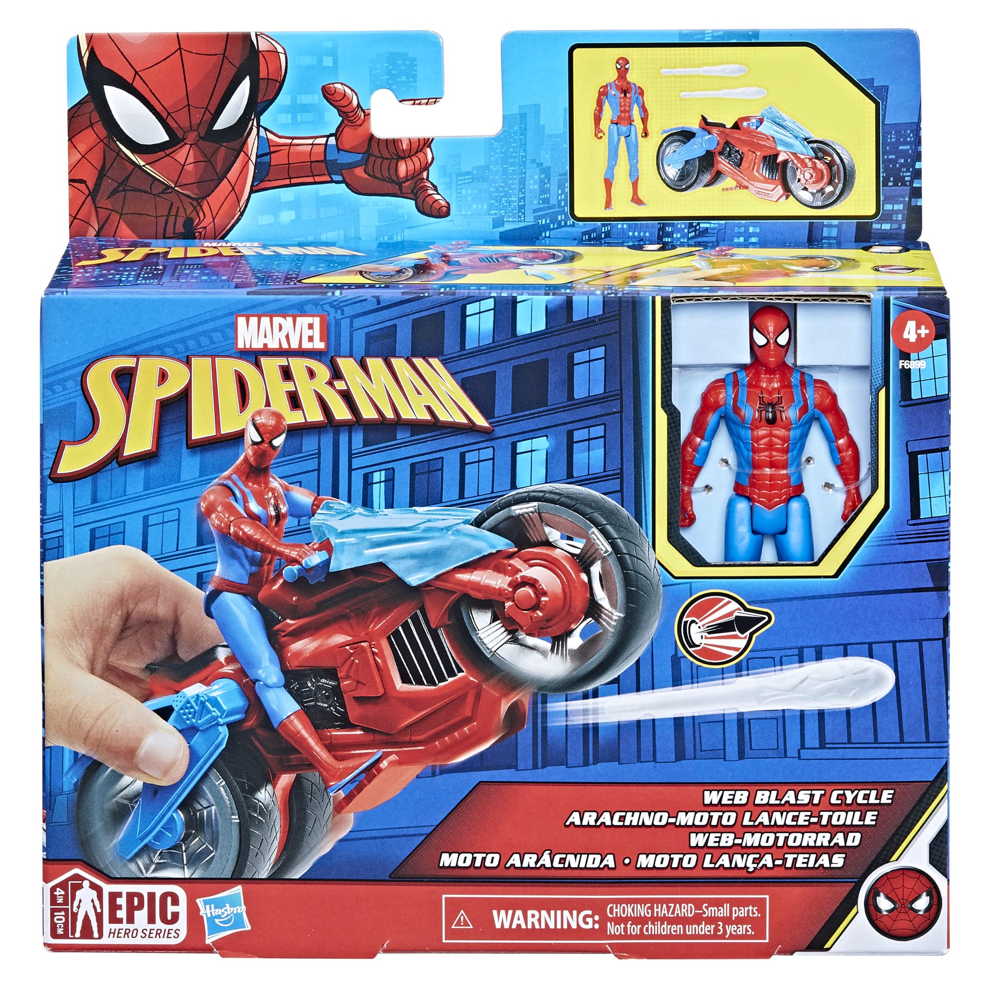 Foto 3 pulgar | Playset Spider-man Web Blast Cycle con Figura de Acción de 4 Pulgadas - Venta Internacional