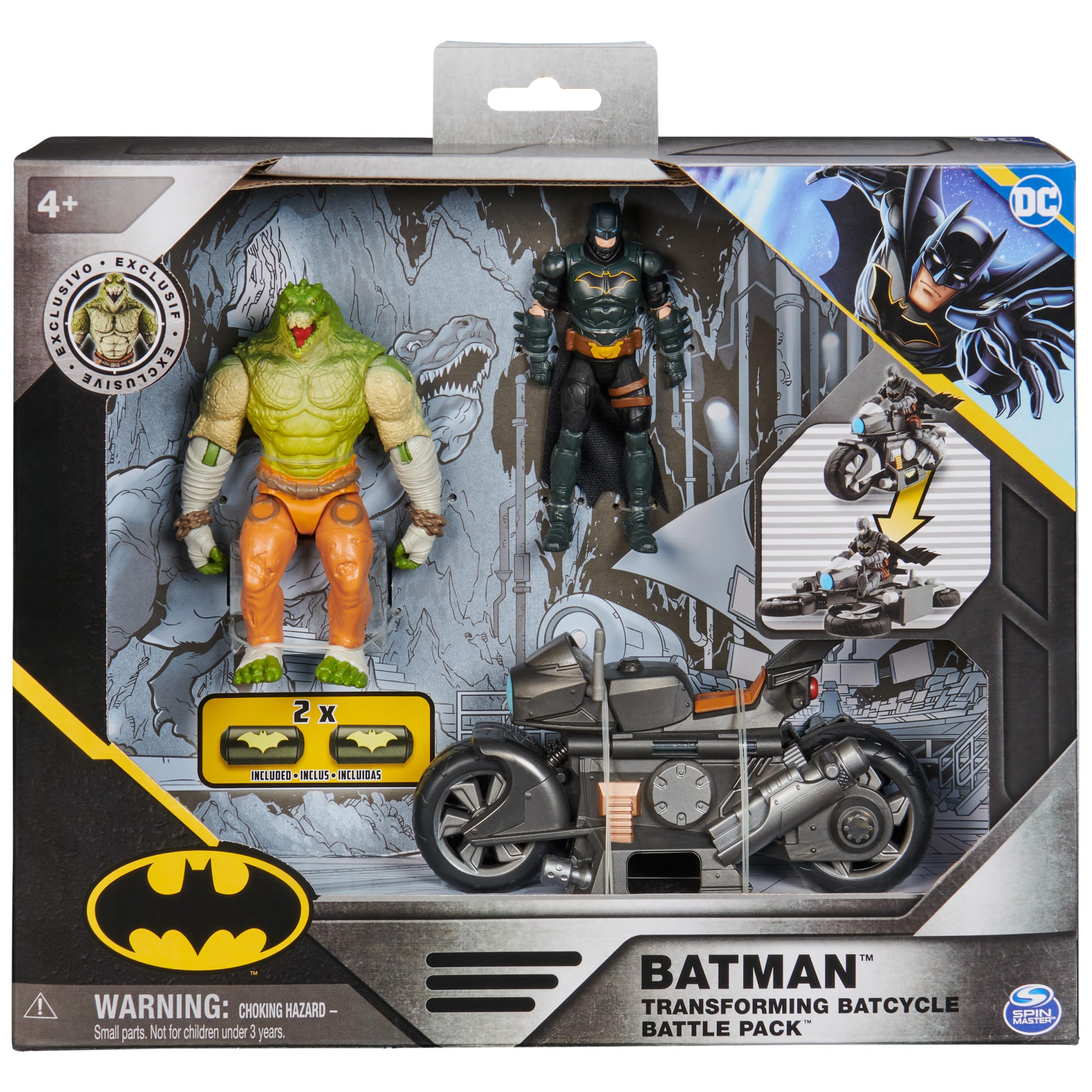 Foto 3 pulgar | Batciclo Batman Transforming De Toy Dc Comics Con Killer Croc, 10 Cm - Venta Internacional.