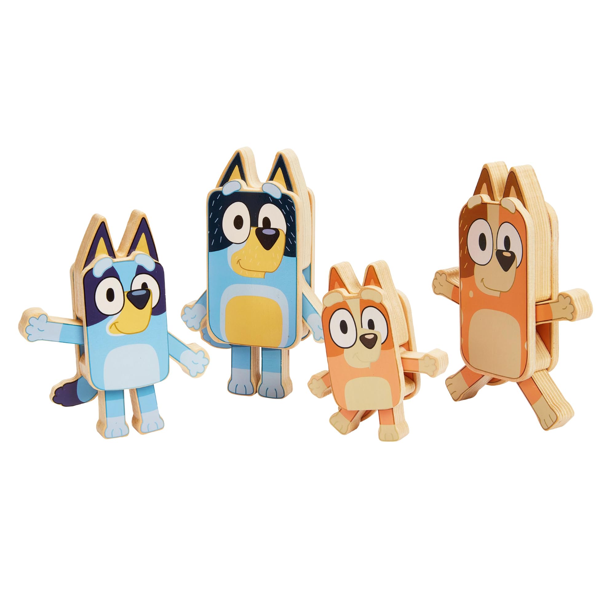 Foto 4 pulgar | Figuras De Personajes De Madera Bluey 4 Coloridas Con Certificación Fsc - Venta Internacional.