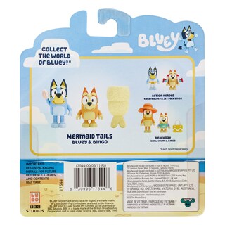 Foto 2 | Figure Bluey, 2 Paquetes De Colas De Sirena De Playa Con Figura De Bingo De 6 Cm - Venta Internacional.