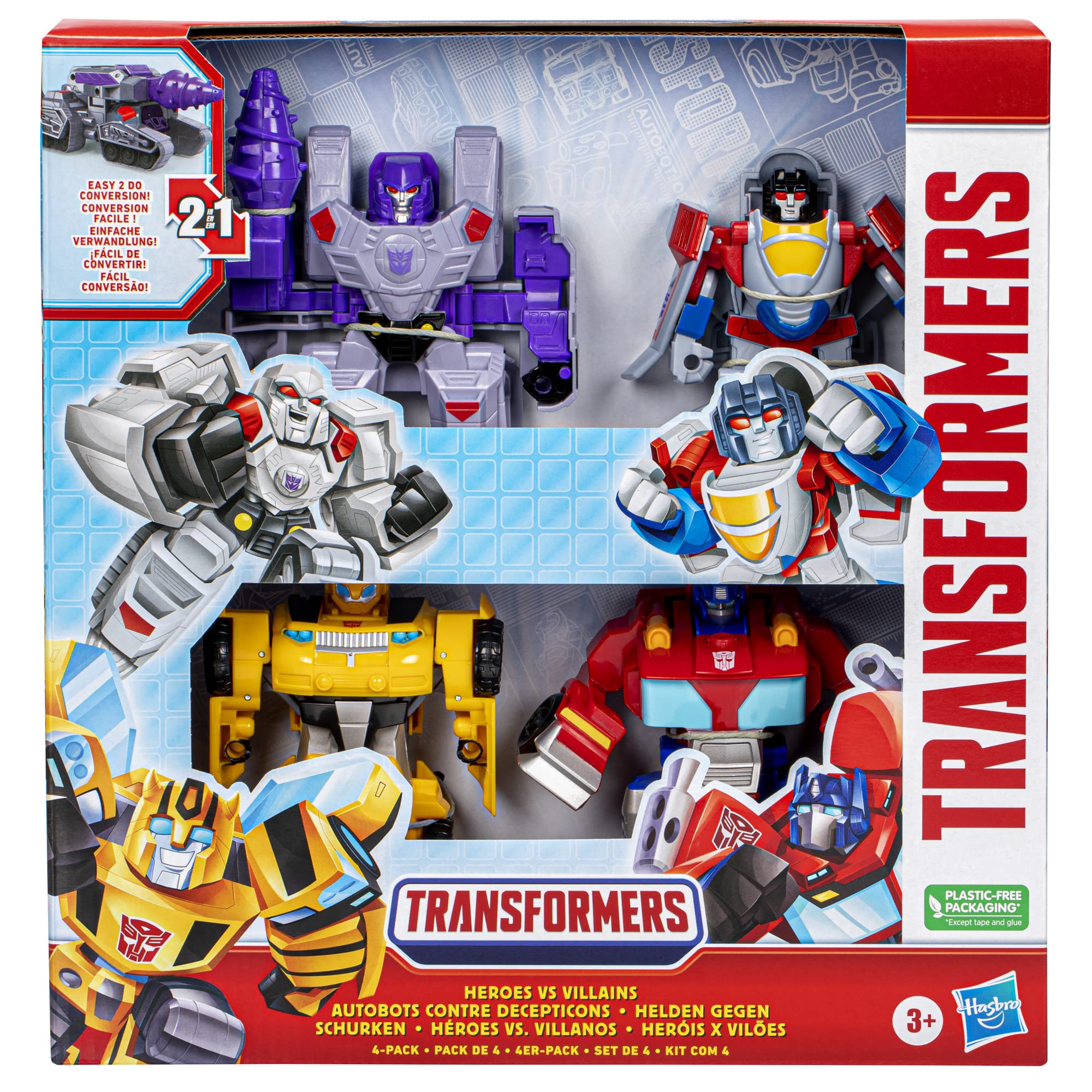Foto 4 pulgar | Figuras De Acción Transformers Heroes Vs Villains, Paquete De 4 - Venta Internacional.