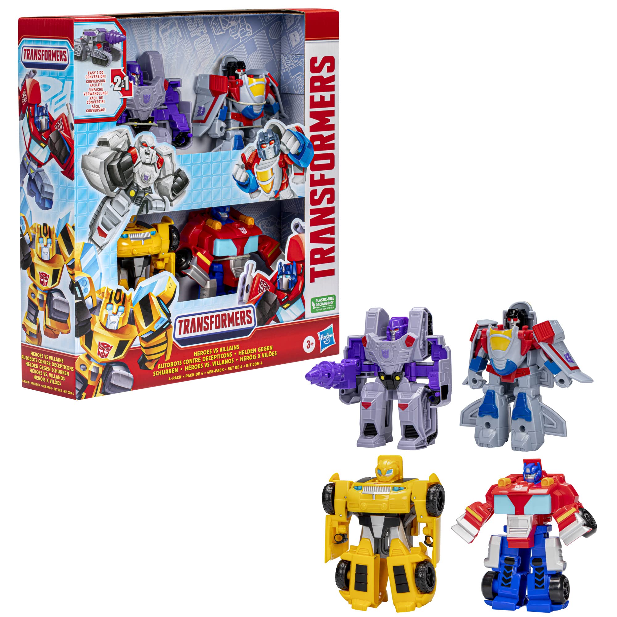 Foto 6 pulgar | Figuras De Acción Transformers Heroes Vs Villains, Paquete De 4 - Venta Internacional.