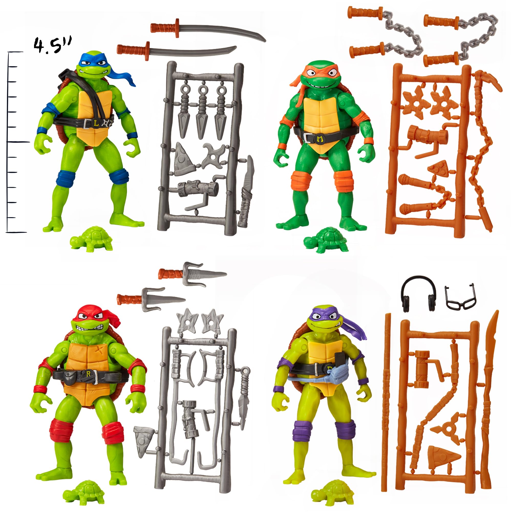 Foto 2 | Figura De Acción Teenage Mutant Ninja Turtles, Paquete De 4 Unidades - Venta Internacional.