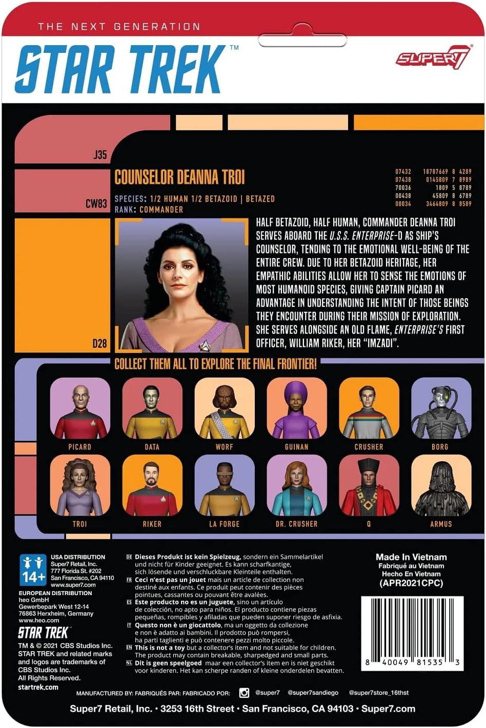 Foto 3 | Figura De Acción Super7 Star Trek The Next Generation Troi - Venta Internacional.