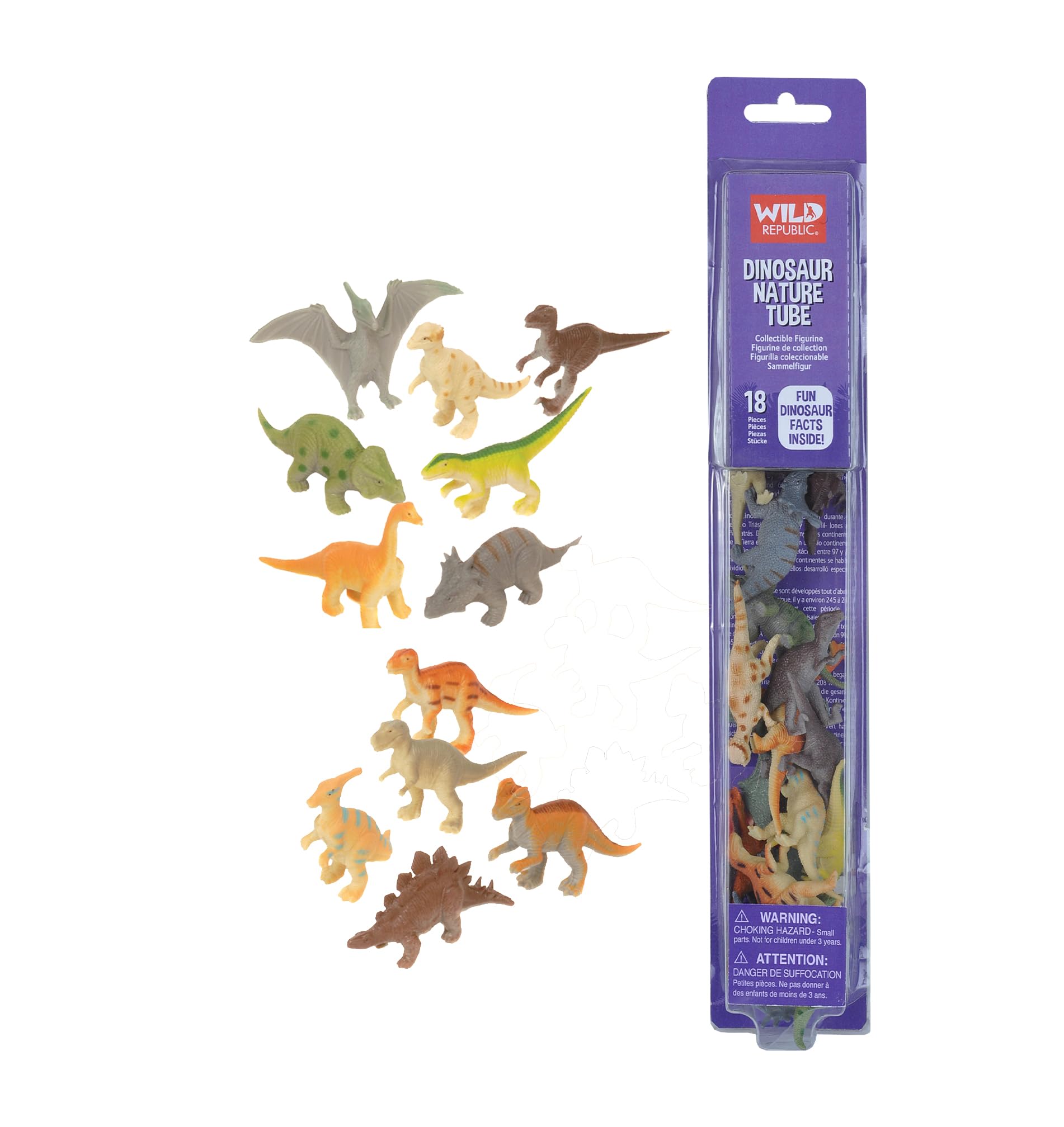 Figuras De Dinosaurios Tube Wild Republic, 18 Piezas - Venta Internacional.