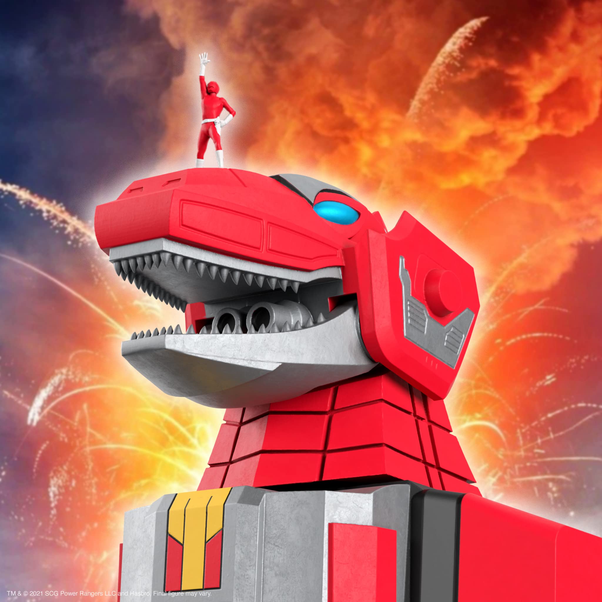 Foto 6 pulgar | Figura De Acción Super7 Ultimates! Mighty Morphin Power Rangers Tyrannosaurus Dinozord, 20 Cm - Venta Internacional.