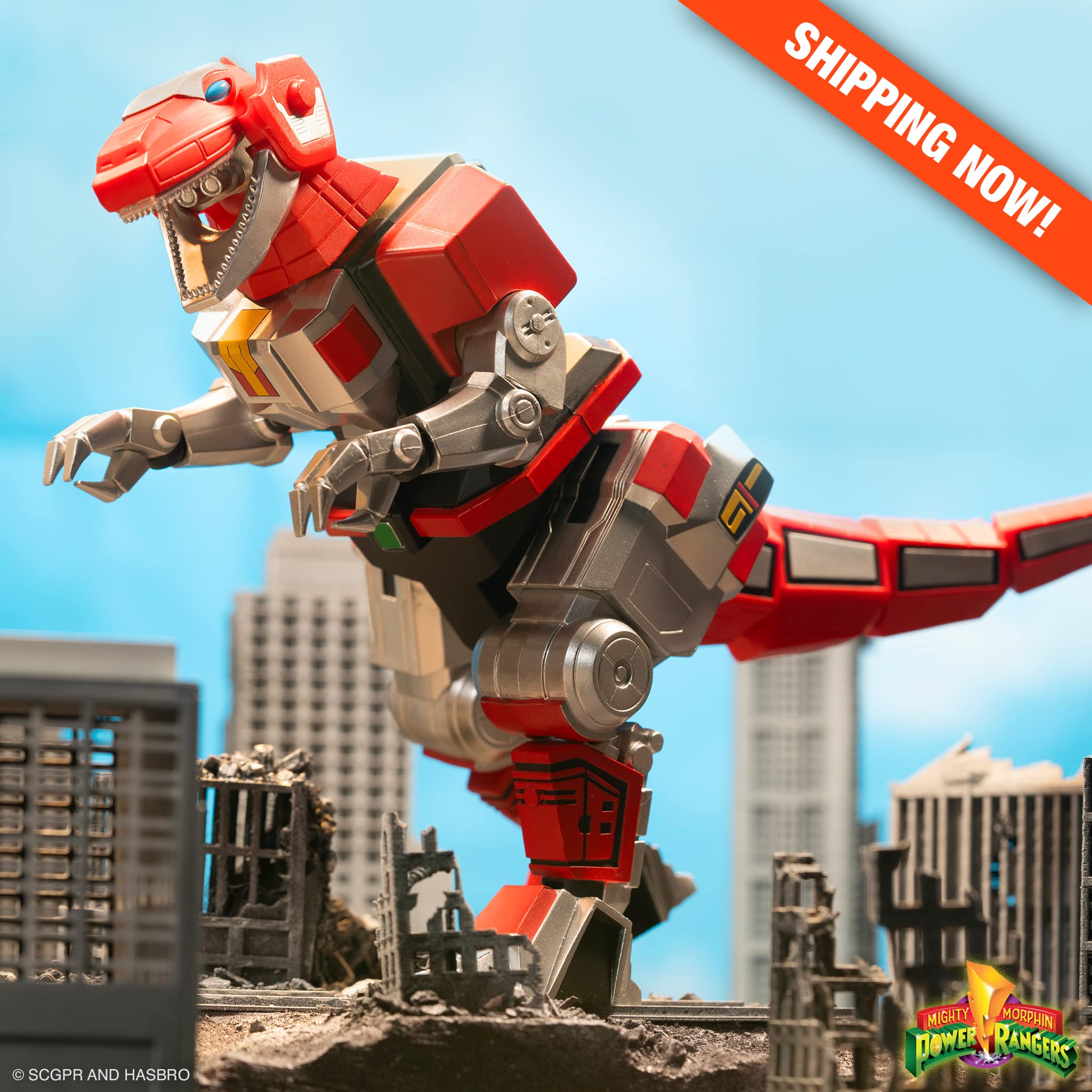 Foto 7 pulgar | Figura De Acción Super7 Ultimates! Mighty Morphin Power Rangers Tyrannosaurus Dinozord, 20 Cm - Venta Internacional.