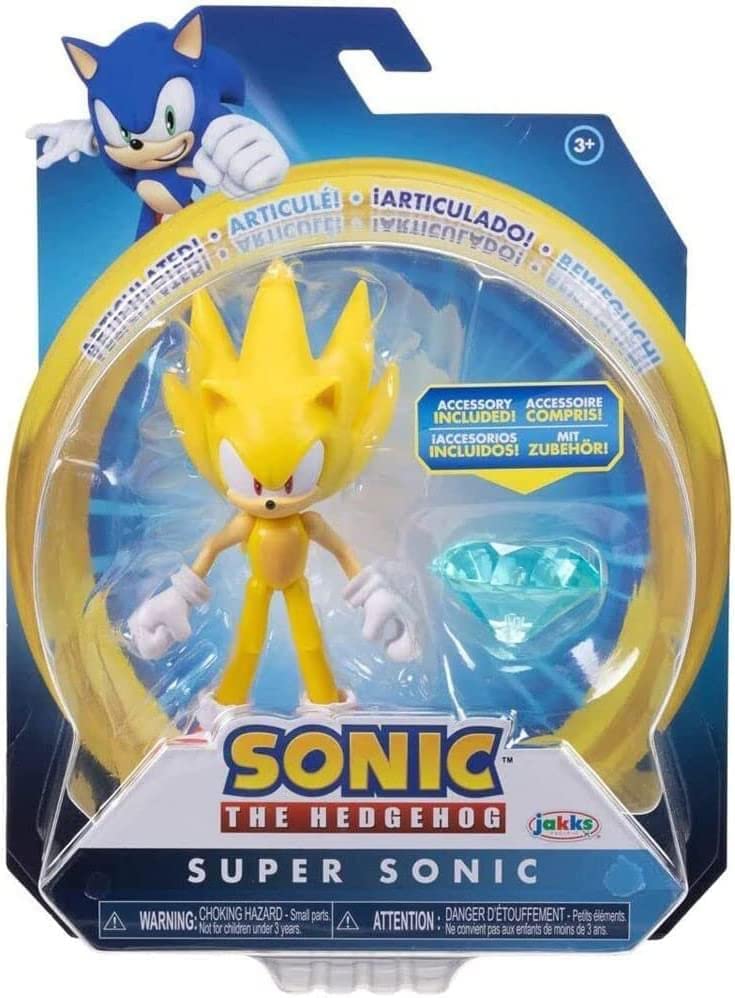Foto 4 pulgar | Figura De Acción Sonic The Hedgehog Super Sonic De 10 Cm Con Chaos Emerald - Venta Internacional.