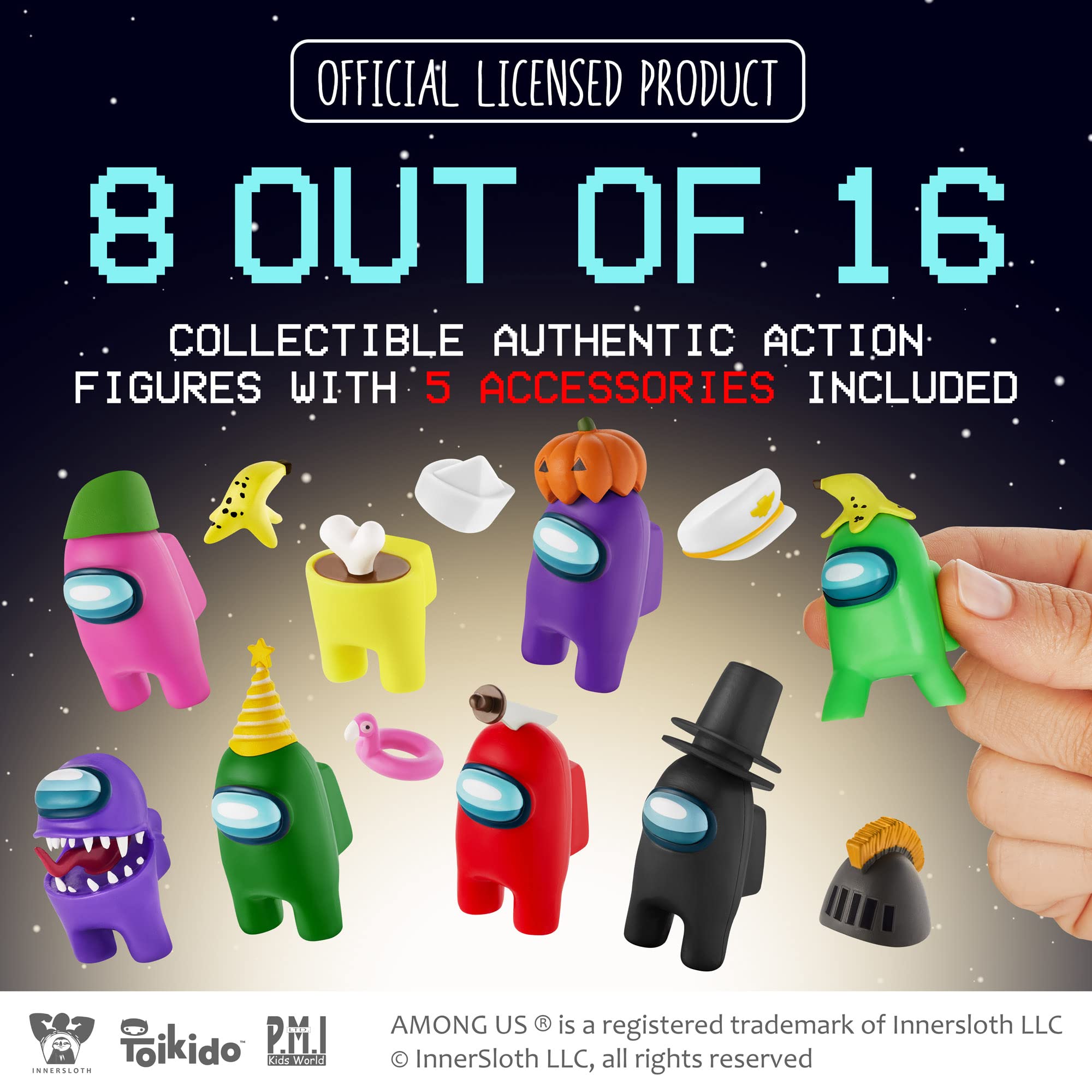 Foto 3 | Figuras De Toy P.m.i. Among Us Crewmate, 16 Objetos Coleccionables Con 8 Artículos - Venta Internacional.