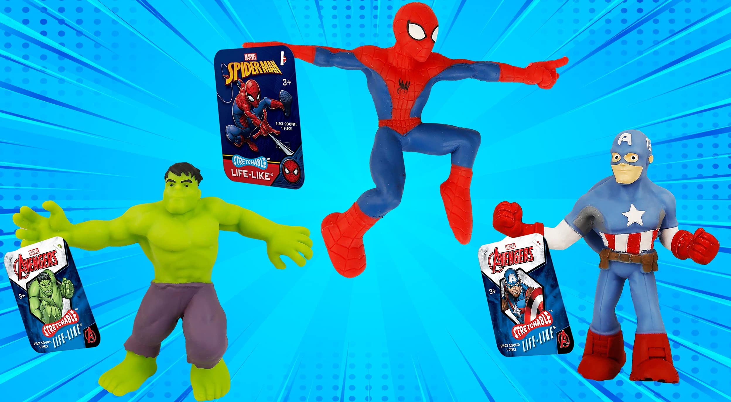 Foto 2 | Juguetes Elásticos Ja-ru Marvel Avengers Hulk Capitán Spiderman - Venta Internacional.