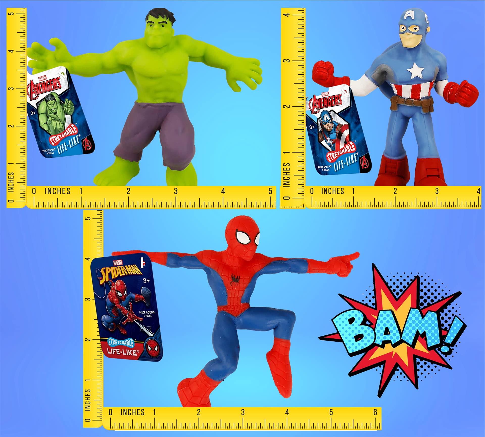 Foto 7 pulgar | Juguetes Elásticos Ja-ru Marvel Avengers Hulk Capitán Spiderman - Venta Internacional.