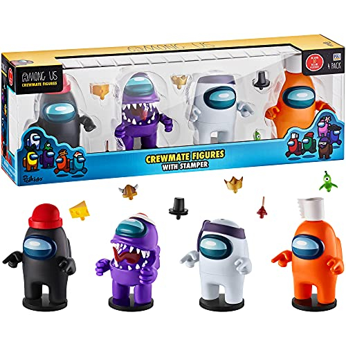 Foto 4 pulgar | Figuras De Juguete Among Us Crewmate Con Sellos, 10 Sombreros Y Accesorios - Venta Internacional.