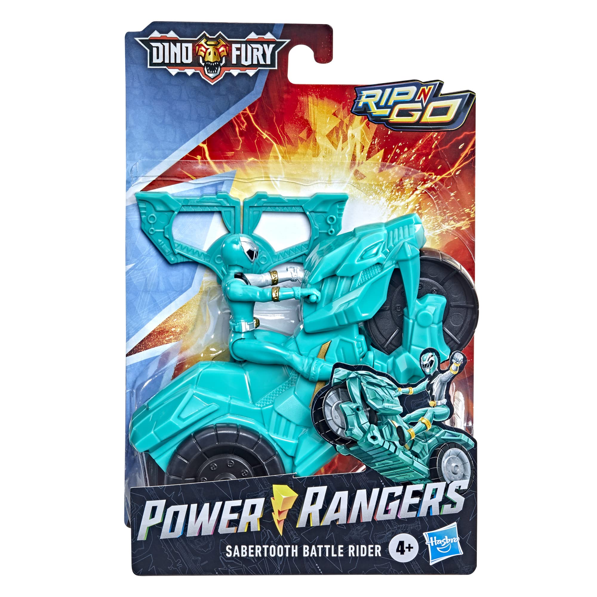 Foto 6 pulgar | Figura Power Rangers Dino Fury Rip N Go Sabertooth Battle Rider - Venta Internacional