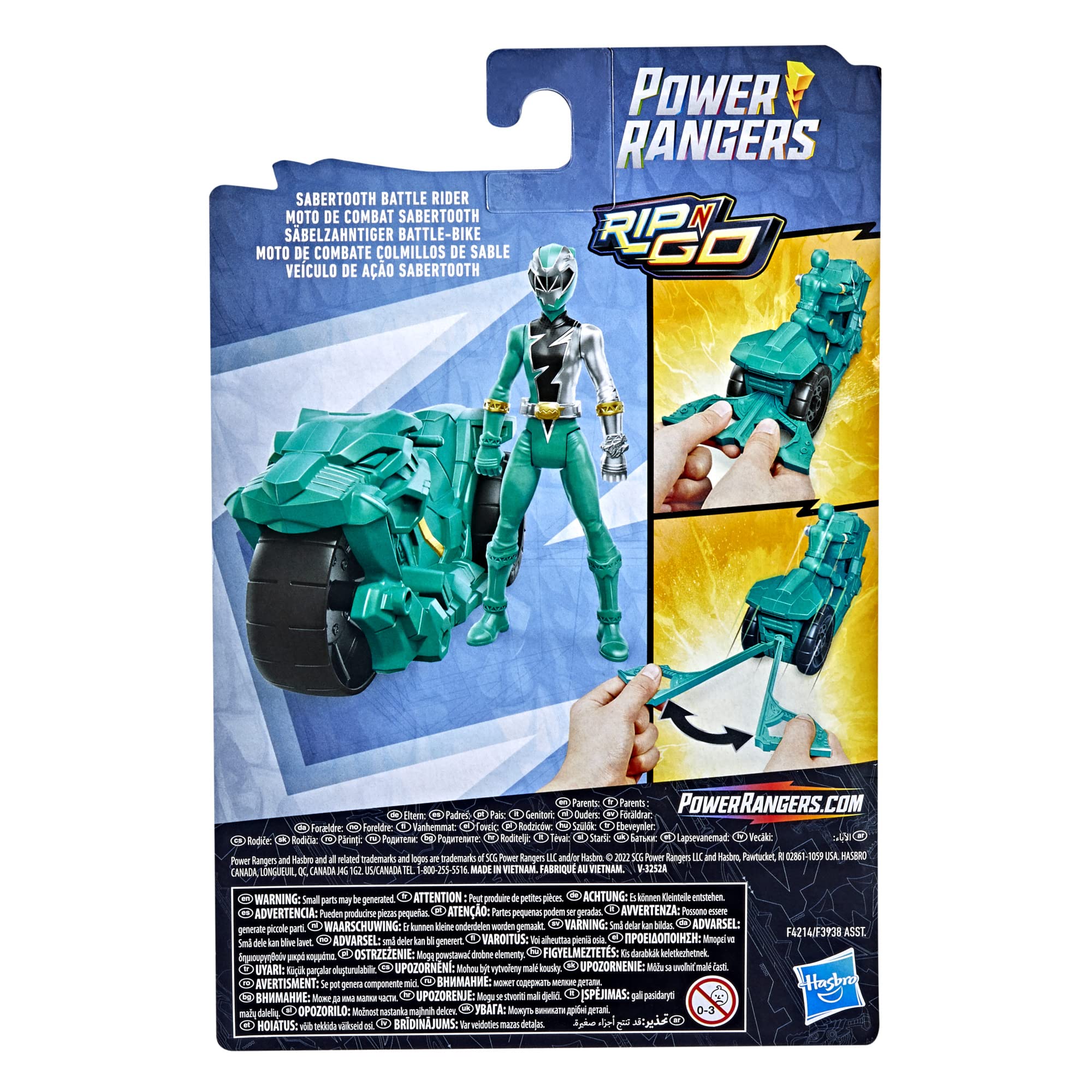Foto 7 pulgar | Figura Power Rangers Dino Fury Rip N Go Sabertooth Battle Rider - Venta Internacional