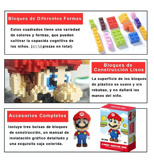 Foto 3 pulgar | Rompecabezas 3d Super Mario Bros Armables Block Mini Bloques