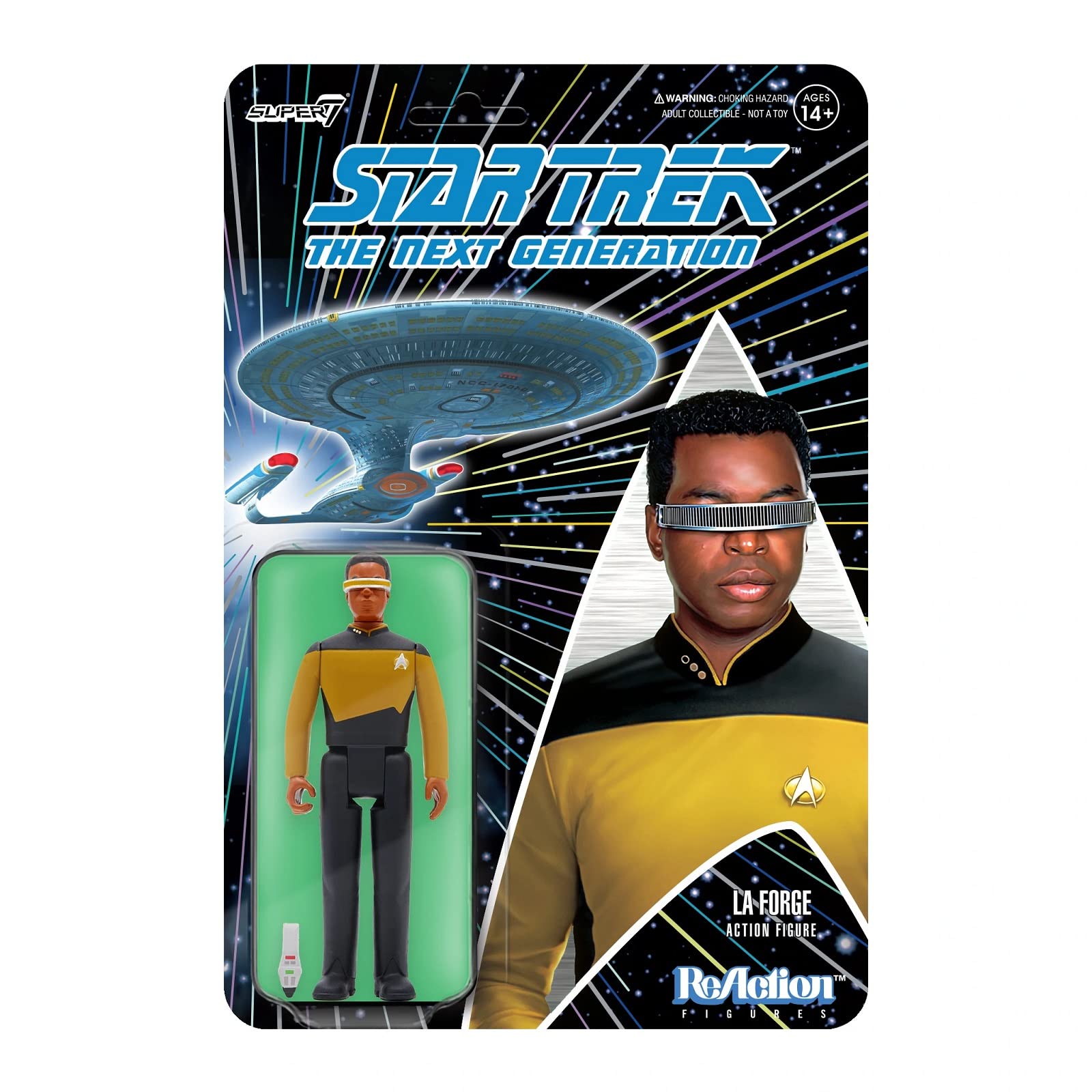 Figura De Acción Super7 Star Trek The Next Generation, Teniente Comandante La Forge, 9,5 Cm - Venta Internacional.