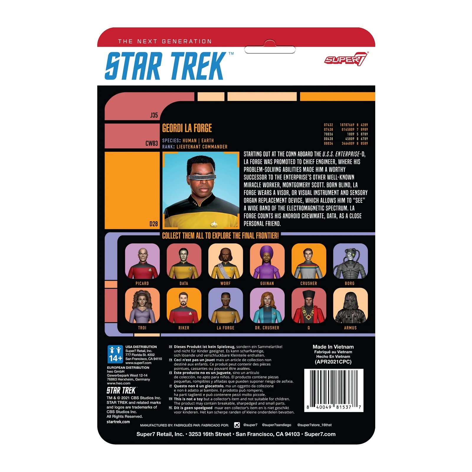 Foto 4 pulgar | Figura De Acción Super7 Star Trek The Next Generation, Teniente Comandante La Forge, 9,5 Cm - Venta Internacional.