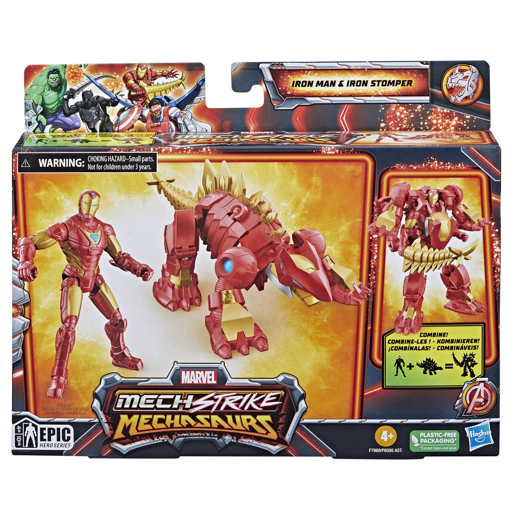 Foto 3 pulgar | Figura De Acción Marvel Mech Strike Mechasaurs Iron Man 10 Cm - Venta Internacional.