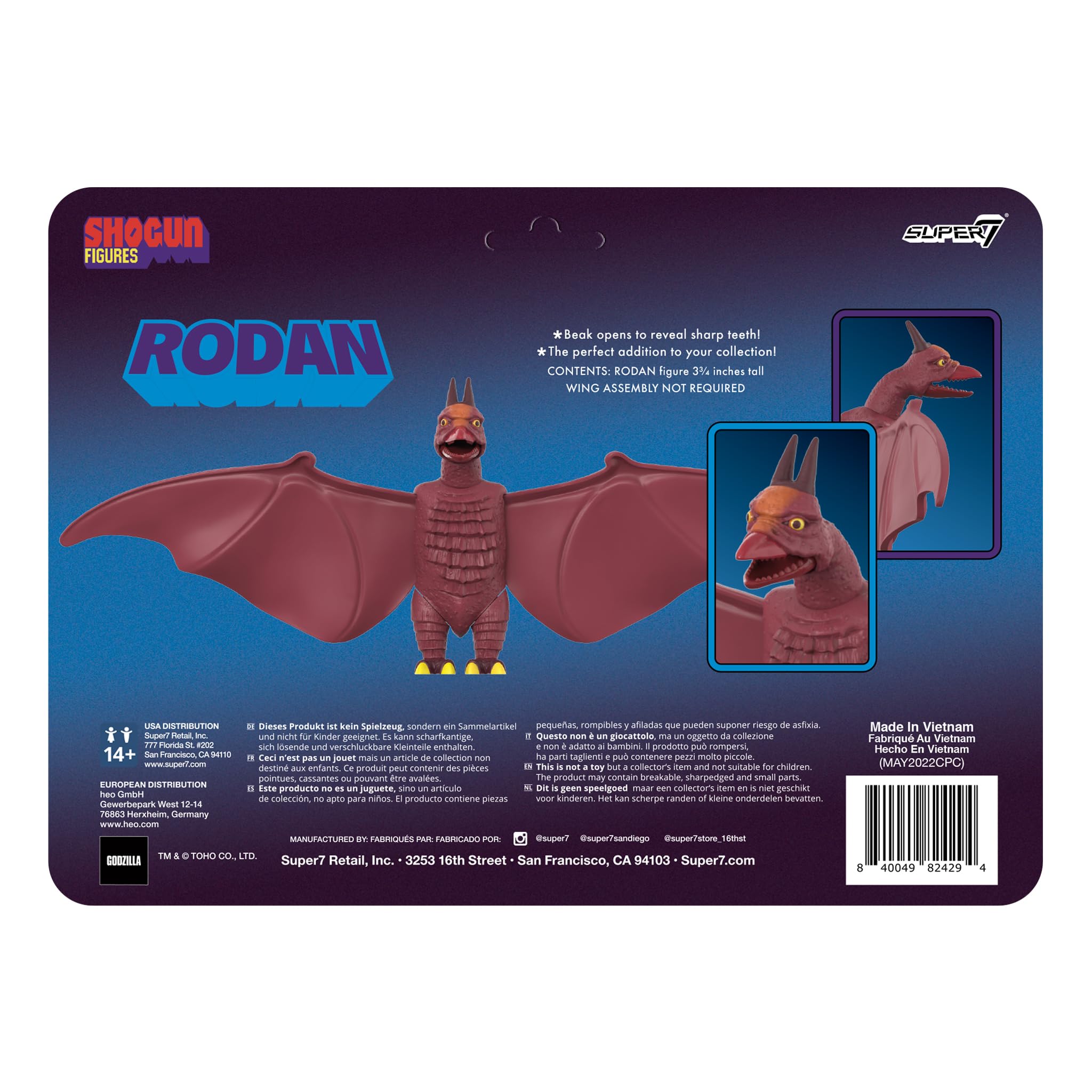 Foto 5 pulgar | Figura De Acción Super7 Shogun Toho Rodan, 9,5 Cm, Película Clásica - Venta Internacional.