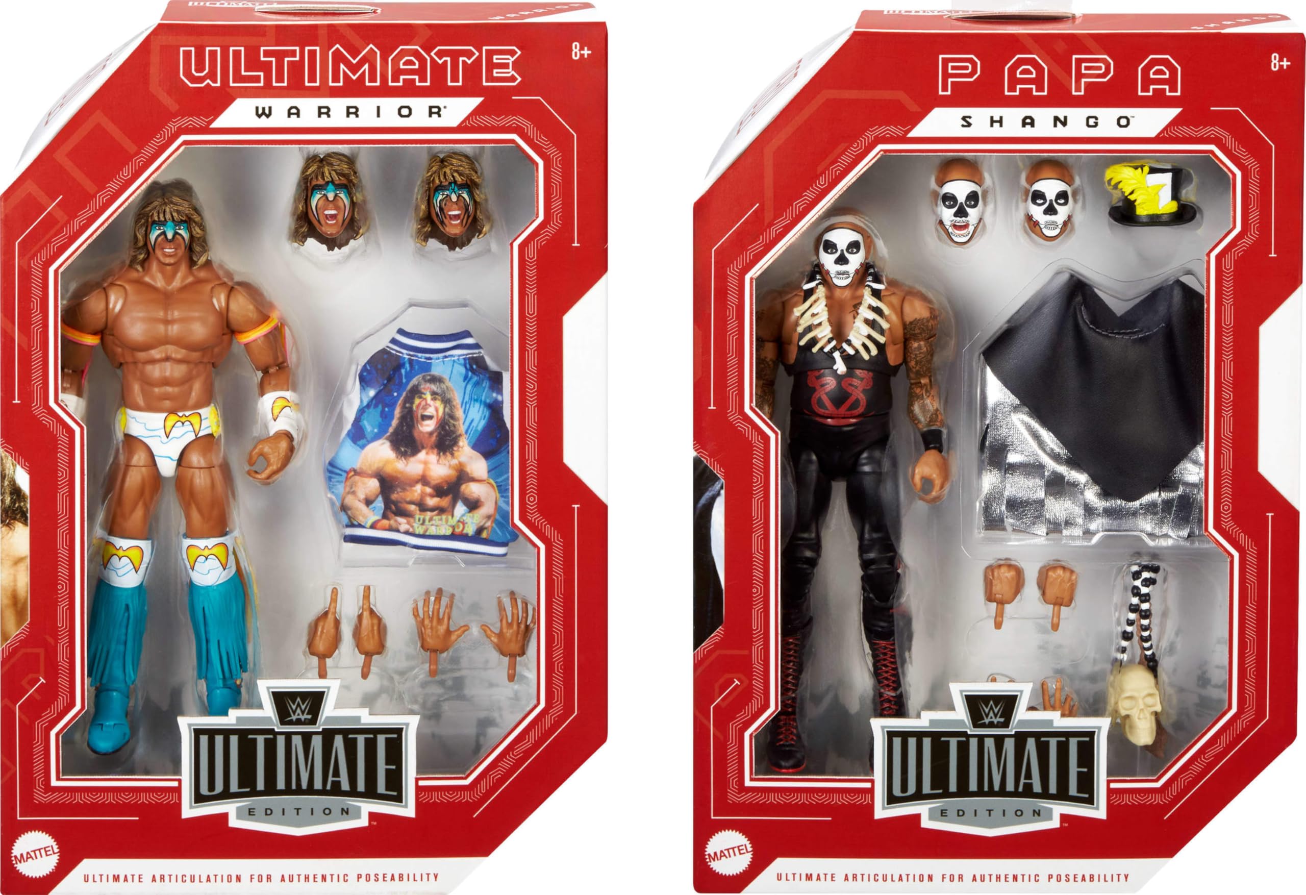 Foto 2 | Figura De Acción Mattel Wwe Ultimate Edition Ultimate Warrior Vs Papa Shango, Paquete De 2 - Venta Internacional.