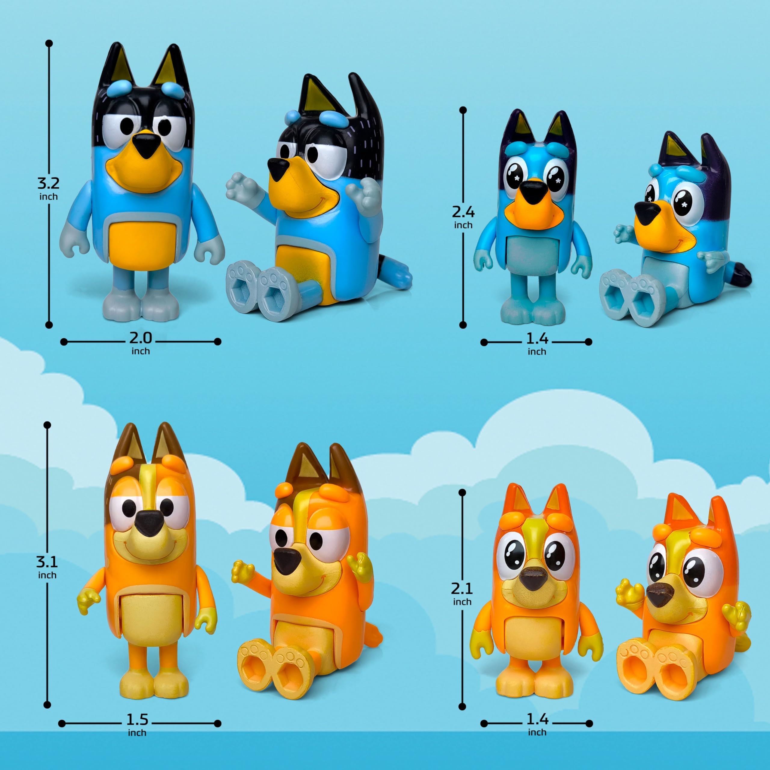 Foto 4 pulgar | Figuras De Acción Toysvill Bluey Dogs Family & Friends X12 - Venta Internacional.