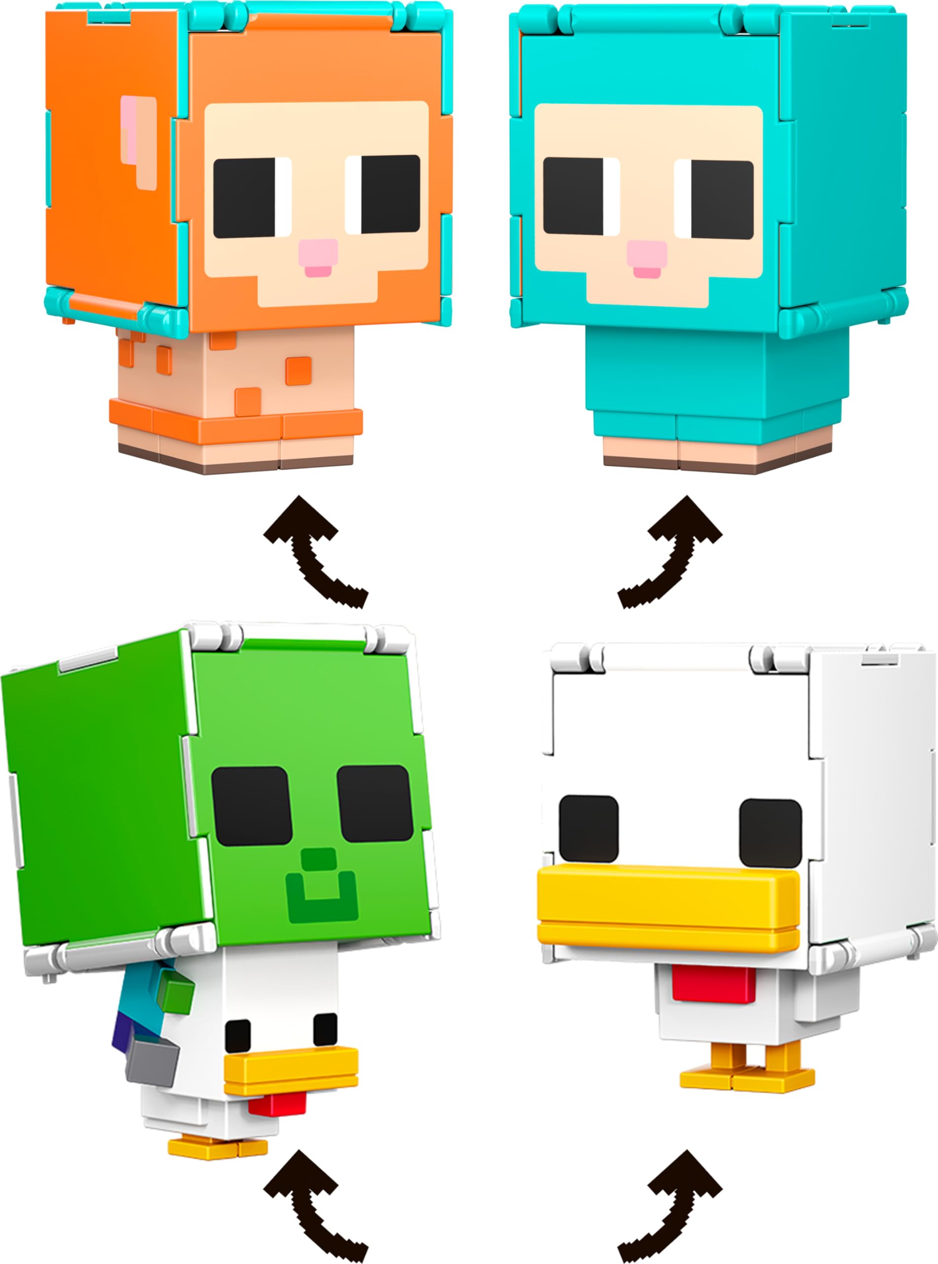 Foto 7 pulgar | Figure Mattel Minecraft Flippin' Figs Sheep & Chicken, Paquete De 2 - Venta Internacional.