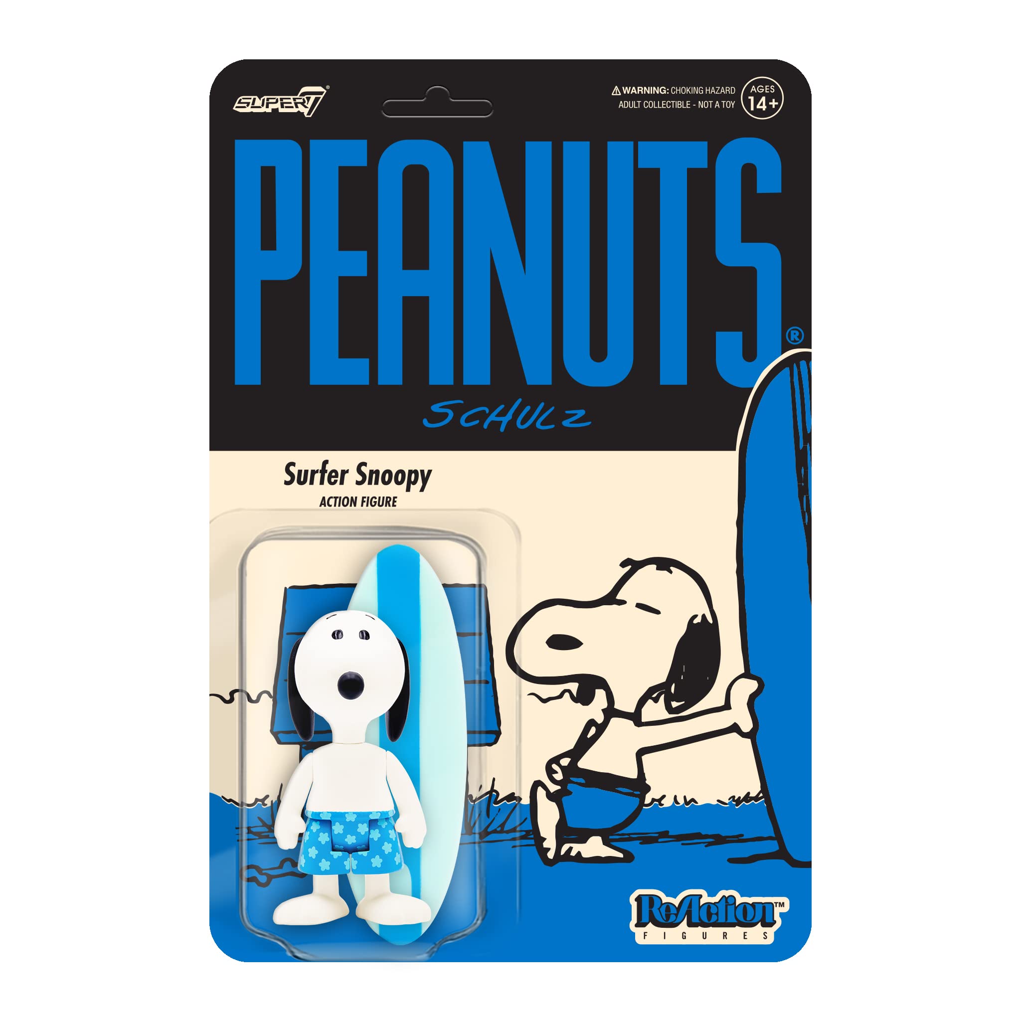 Figura De Acción Super7 Peanuts Surfer Snoopy De 9,5 Cm Con Accesorio - Venta Internacional.