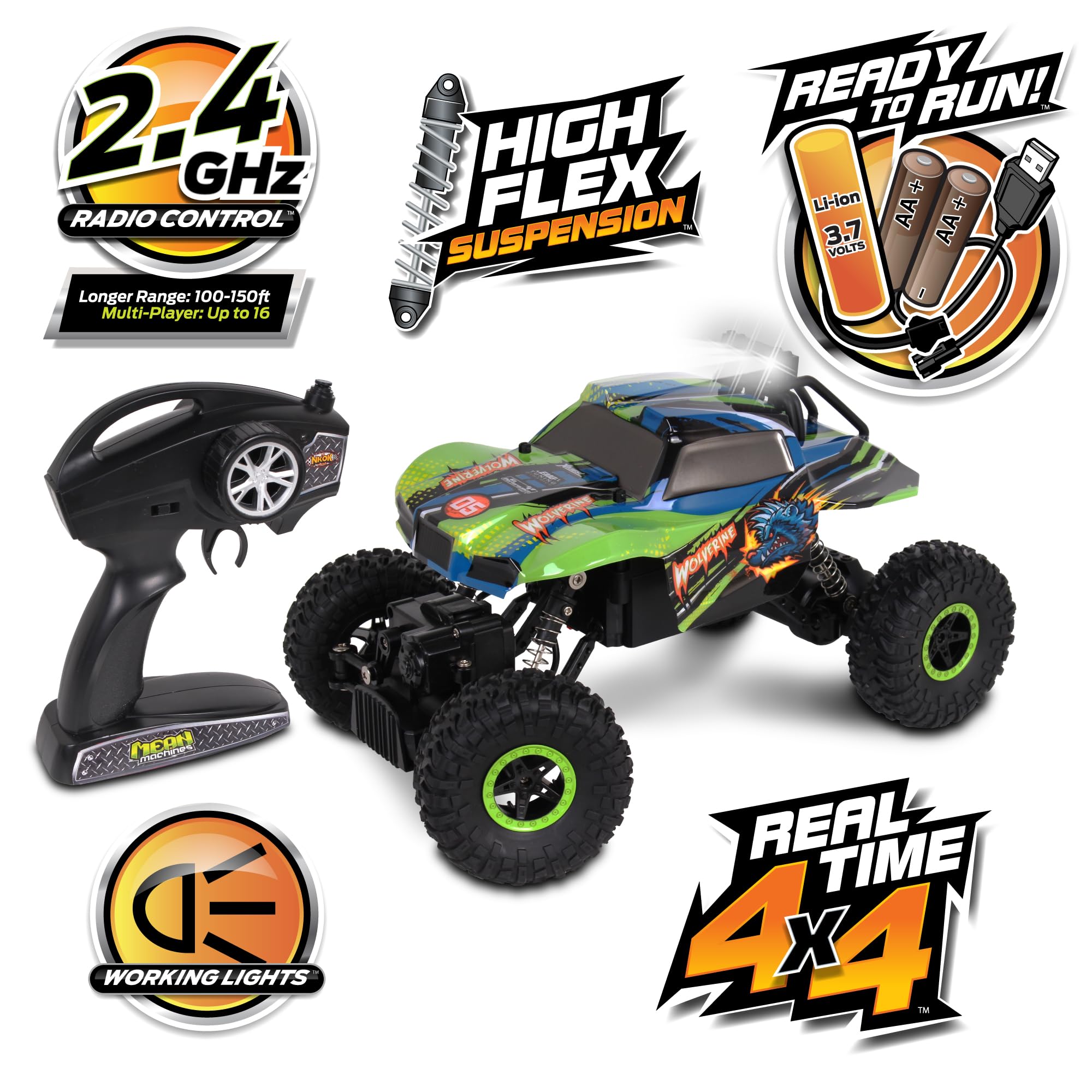 Foto 4 pulgar | Rc Rock Crawler Nkok Mean Machines Wolverine 4x4 Powerhouse - Venta Internacional.
