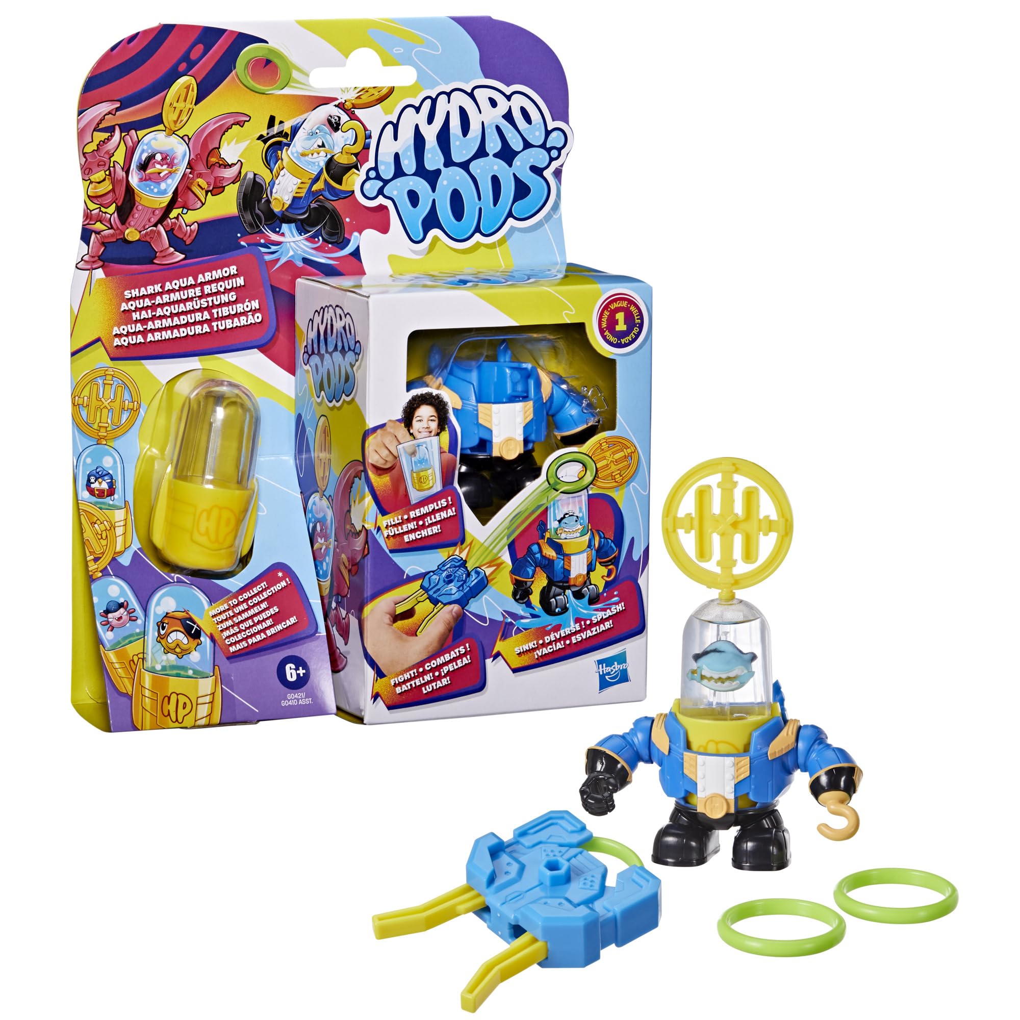 Foto 2 pulgar | Set De Batalla Hasbro Hydro Pods Shark Aqua Armor Durante 6 Años - Venta Internacional.