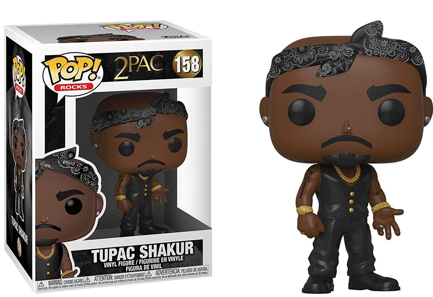 Foto 3 pulgar | Figura De Vinilo Funko Pop! Rocks Tupac Shakur Con Chaleco Y Bandana - Venta Internacional.