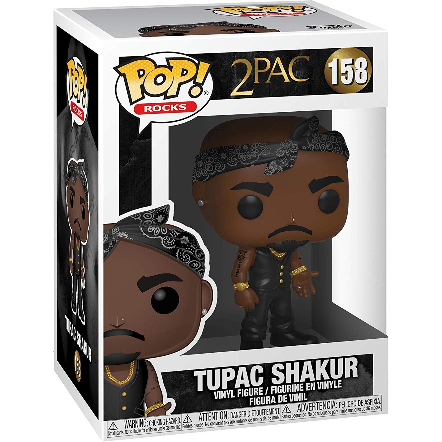Foto 4 pulgar | Figura De Vinilo Funko Pop! Rocks Tupac Shakur Con Chaleco Y Bandana - Venta Internacional.