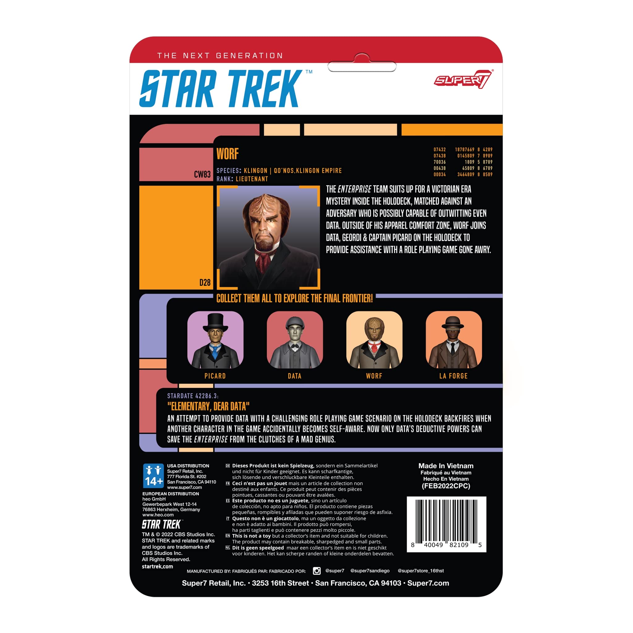 Foto 4 pulgar | Figura De Acción Super7 Star Trek The Next Generation Worf 3.75 - Venta Internacional.