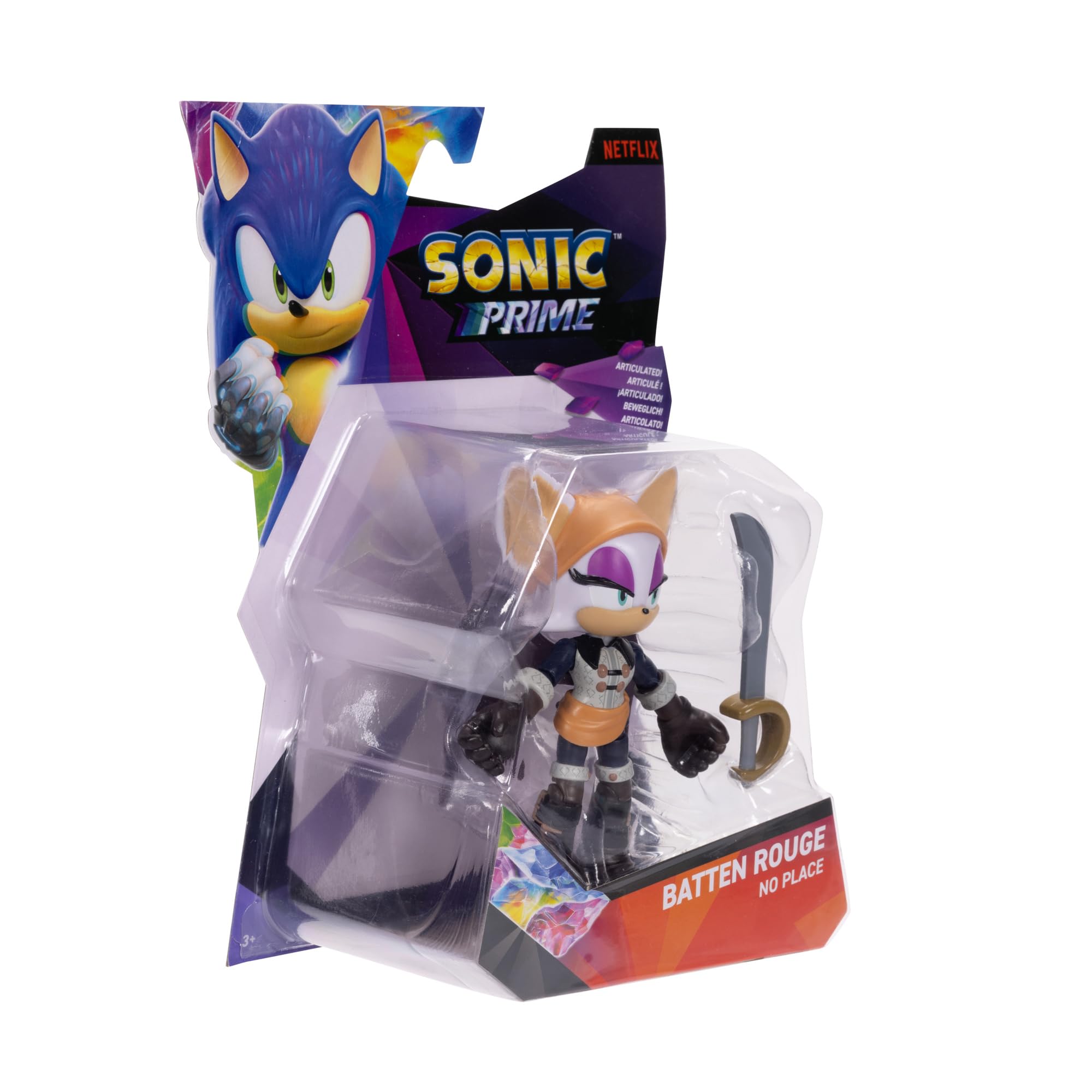 Foto 5 | Figura De Acción Sonic Prime Baton Rouge De 5 Pulgadas Con 15 Articulaciones - Venta Internacional.
