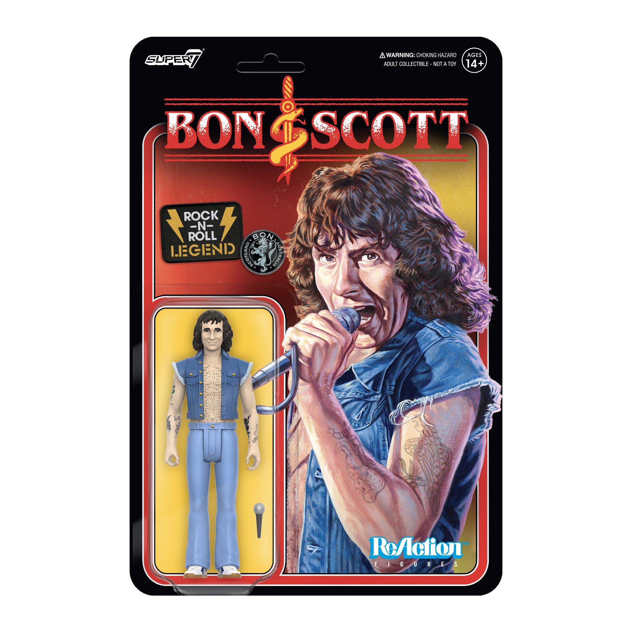 Figura De Acción Super7 Bon Scott De 9,5 Cm Con Accesorio Classic Rock - Venta Internacional.