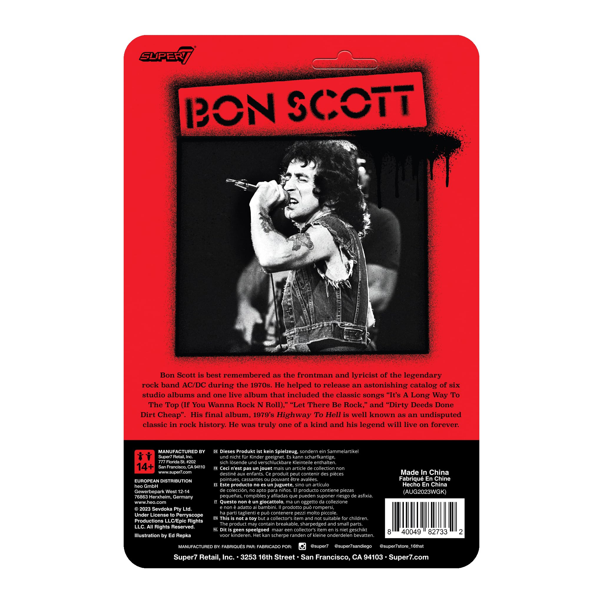 Foto 4 pulgar | Figura De Acción Super7 Bon Scott De 9,5 Cm Con Accesorio Classic Rock - Venta Internacional.