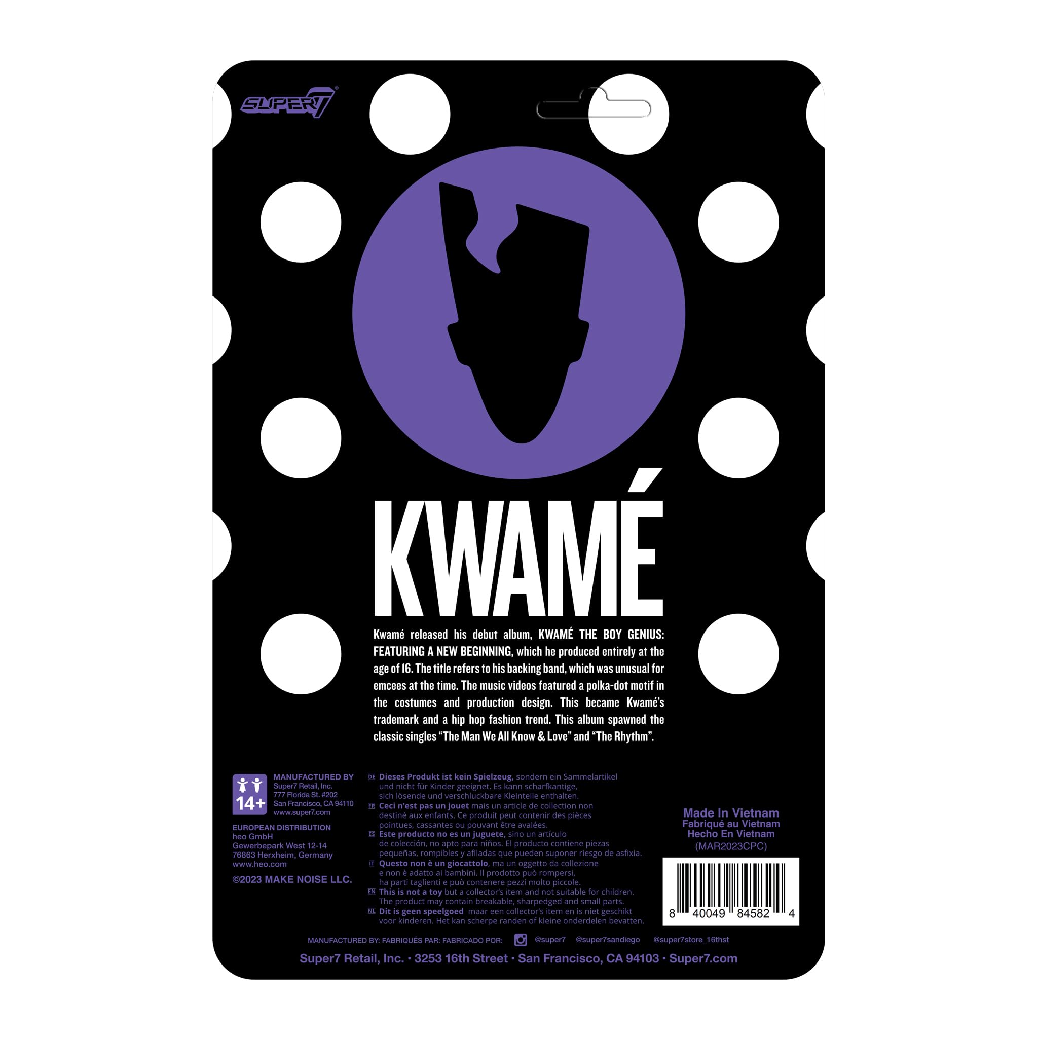 Foto 3 | Figura De Acción Super7 Kwamé Con Lunares Blancos Y Negros 3.75 - Venta Internacional.