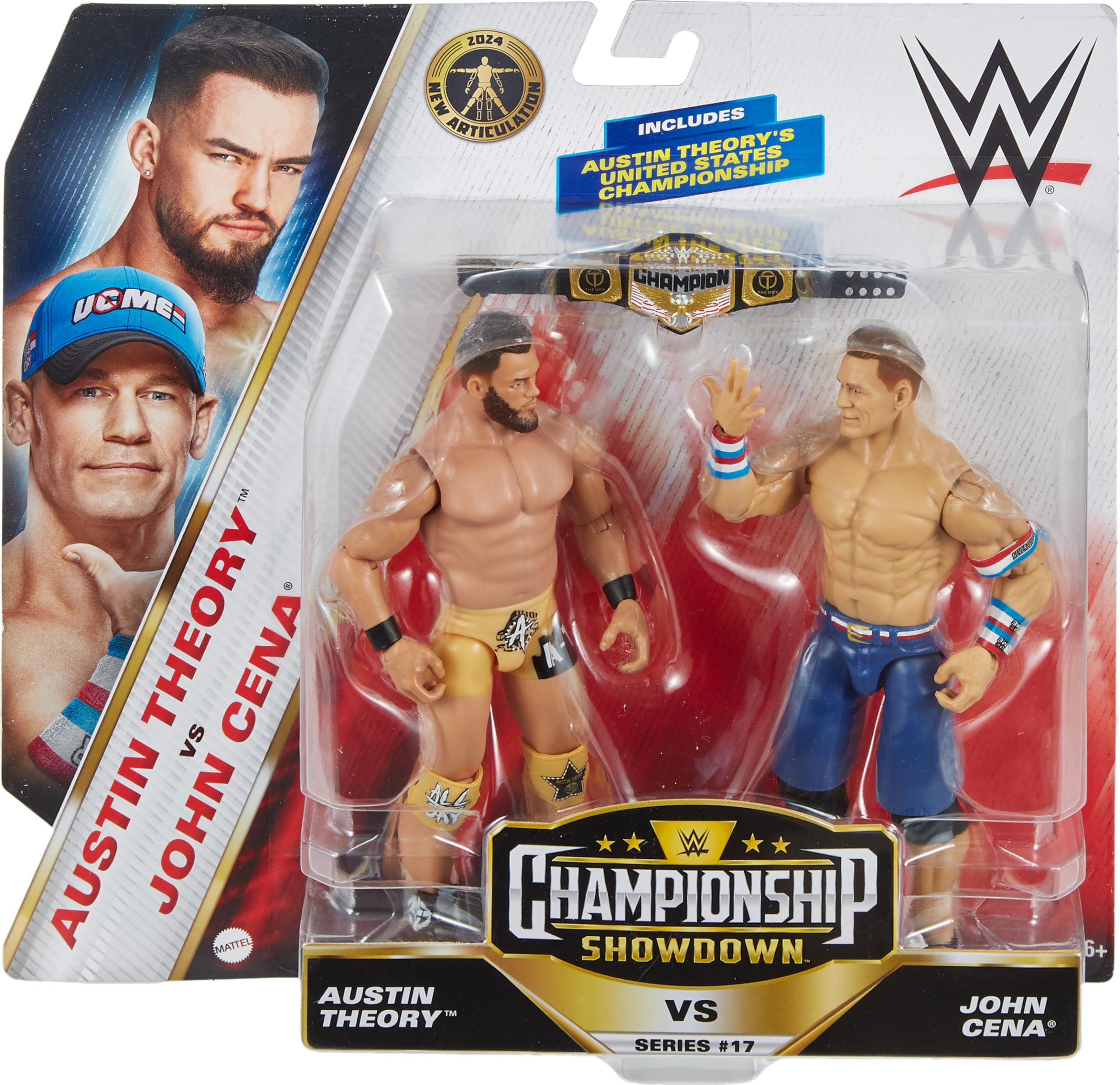 Foto 3 pulgar | Figura De Acción Mattel Wwe Championship Showdown John Cena Vs Austin Theory, Paquete De 2 - Venta Internacional.