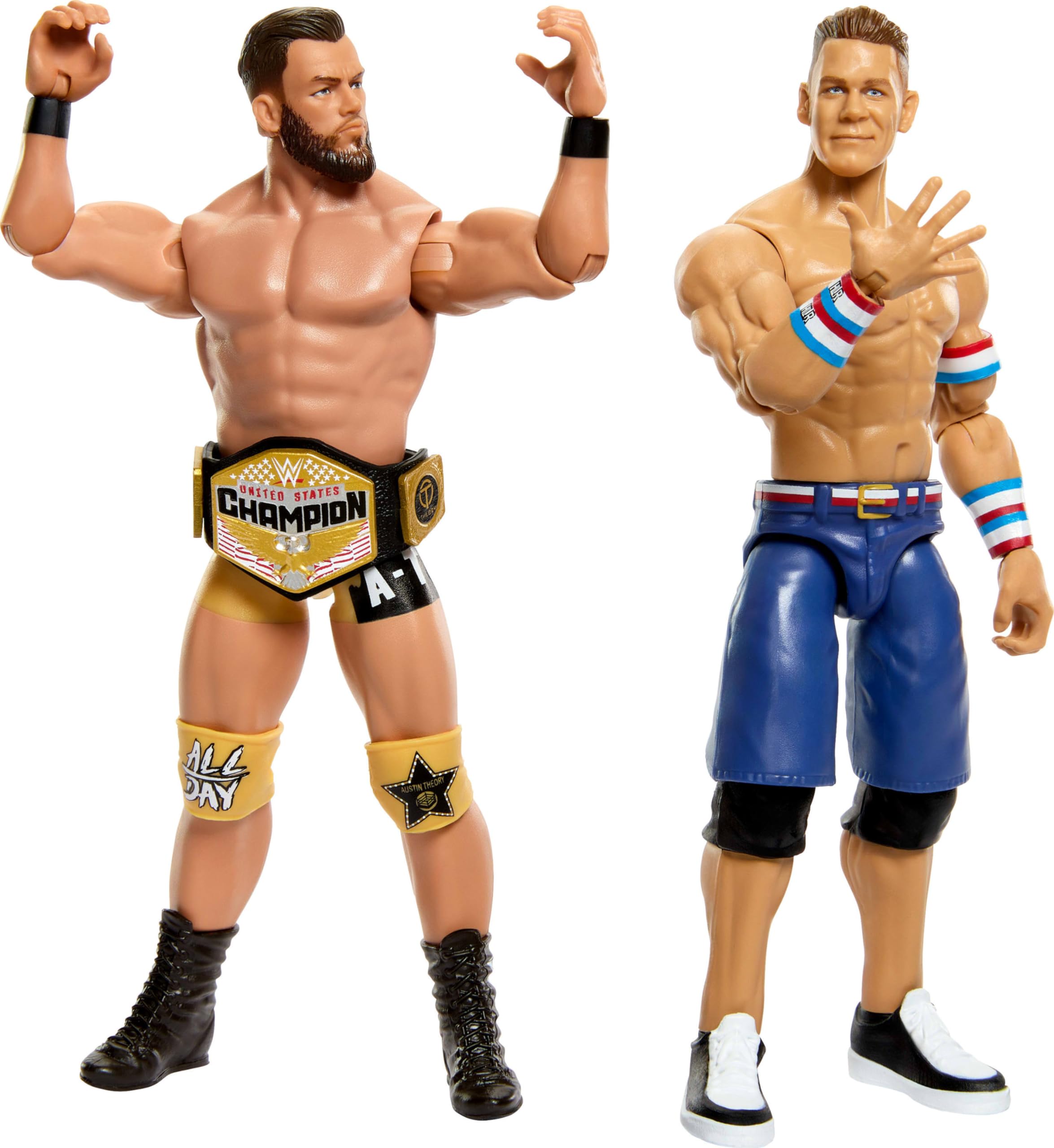Foto 5 pulgar | Figura De Acción Mattel Wwe Championship Showdown John Cena Vs Austin Theory, Paquete De 2 - Venta Internacional.