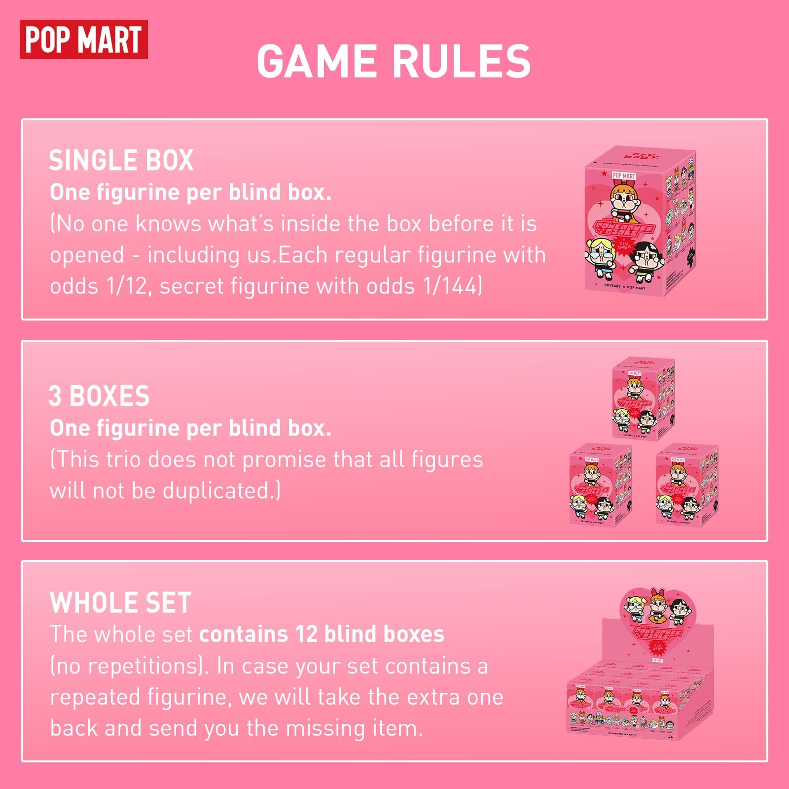 Foto 3 pulgar | Juego De 12 Piezas De La Serie Pop Mart Crybaby X Powerpuff Girls - Venta Internacional.