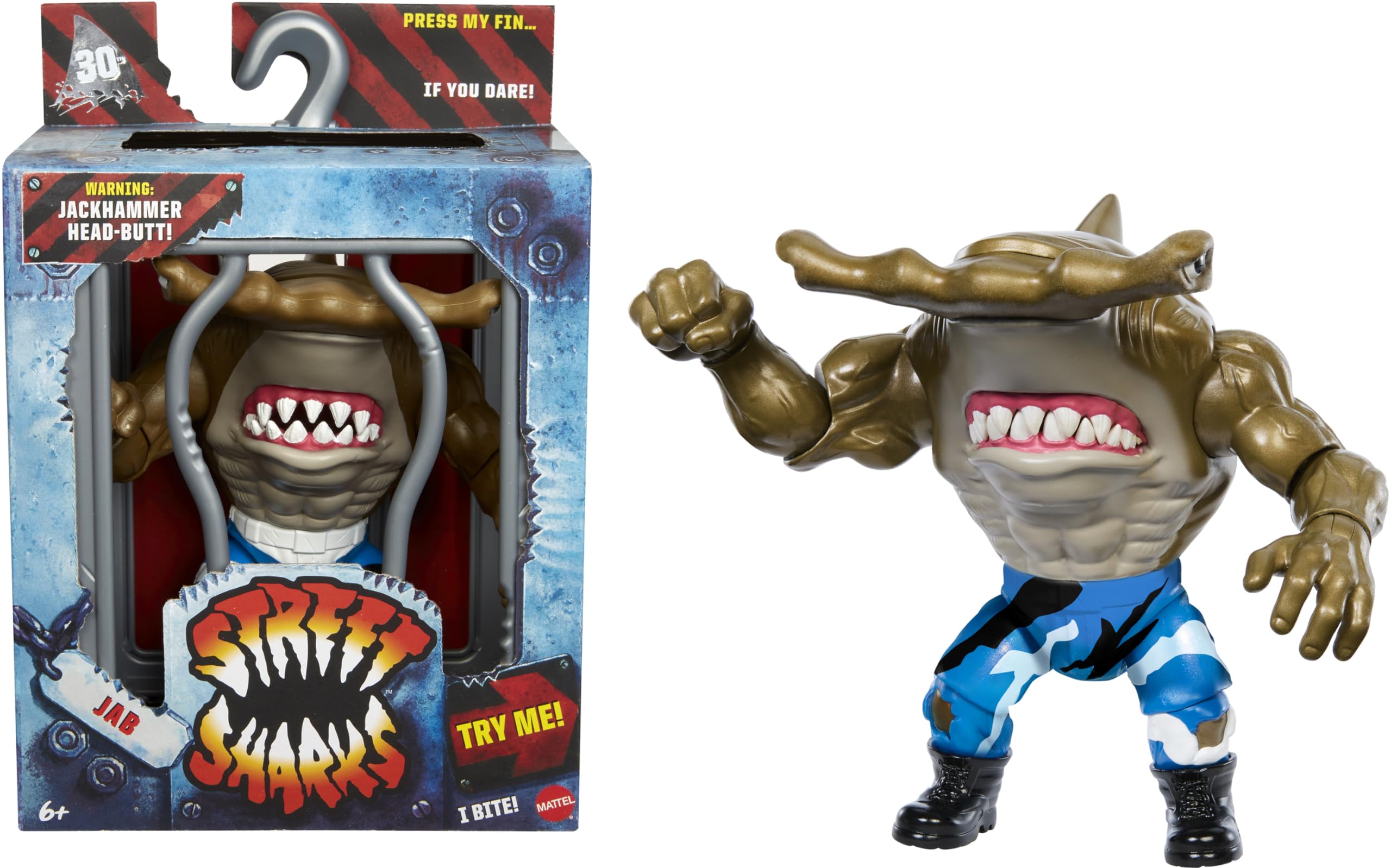 Foto 2 pulgar | Figura De Acción Mattel Street Sharks Jab, 15 Cm, Serie De Televisión De Los 90 - Venta Internacional.