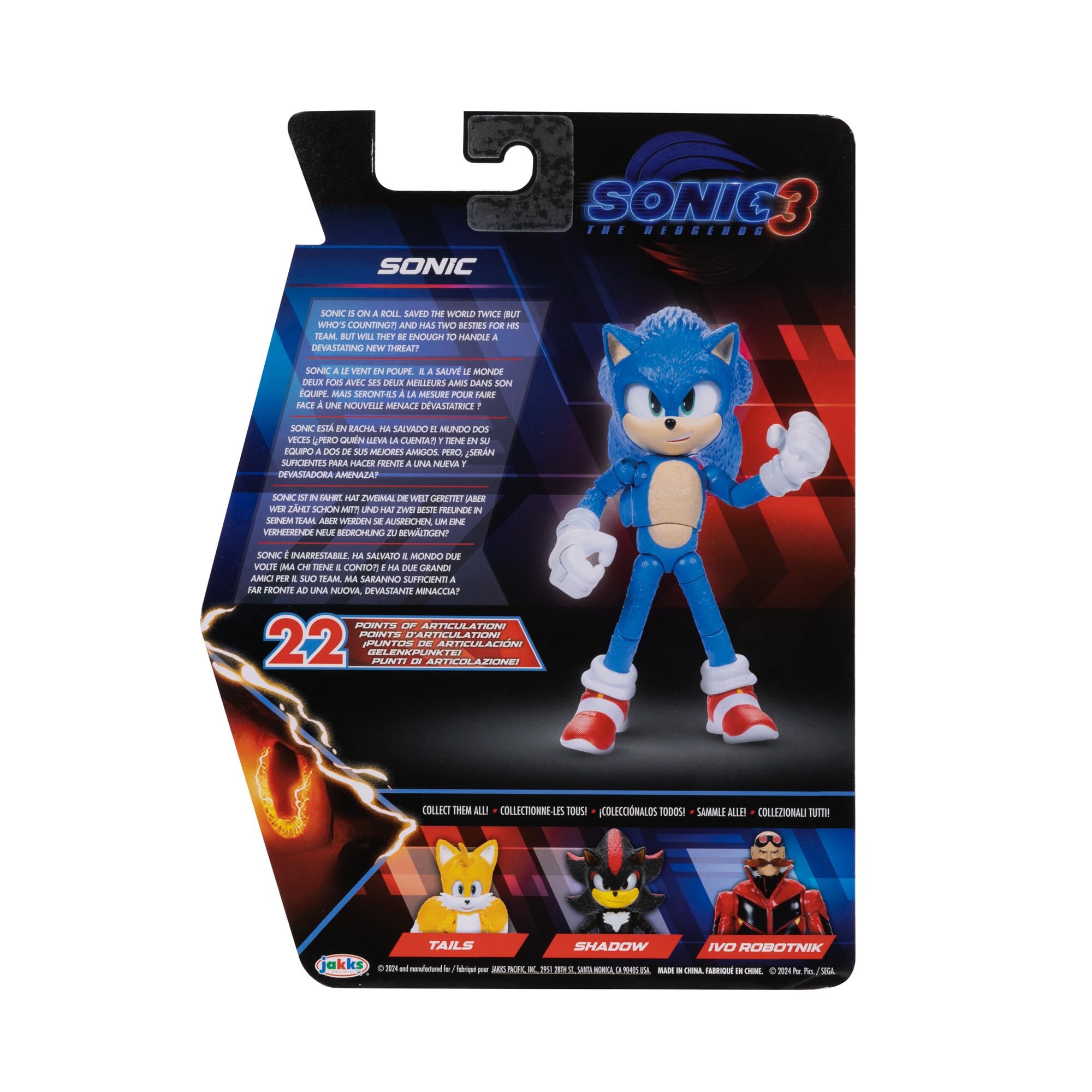 Foto 5 pulgar | Figura de Acción Sonic The Hedgehog Sonic 3 Movie 13cm - Venta Internacional