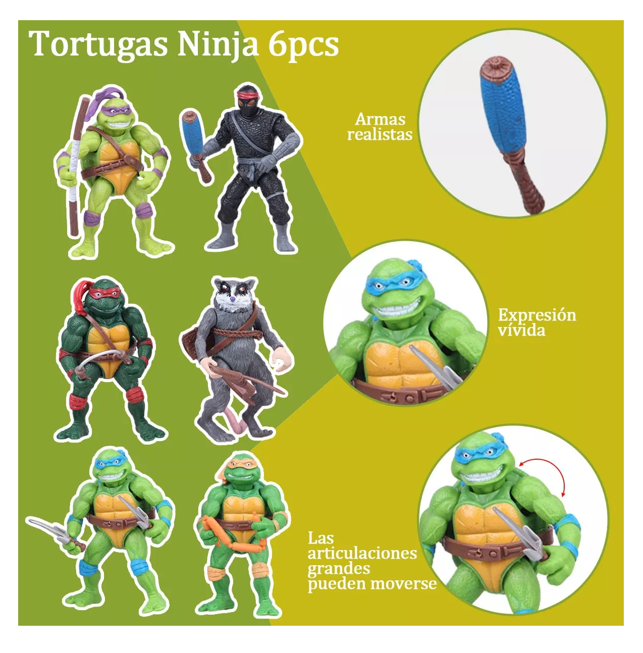 Foto 4 pulgar | Tortugas Ninja Mutant Juguete Regalo 6 Piezas