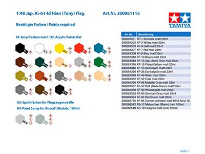 Foto 3 | Kit De Maqueta De Avión Tamiya 61115 1/48 Kawasaki Ki-61-id - Venta Internacional.