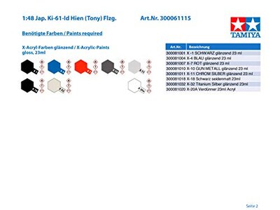 Foto 4 | Kit De Maqueta De Avión Tamiya 61115 1/48 Kawasaki Ki-61-id - Venta Internacional.
