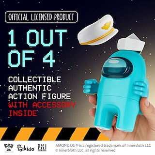 Foto 4 | Figura de Acción P.M.I. Among Us Cyan Crewmate de 11,4 cm con Accesorio - Venta Internacional