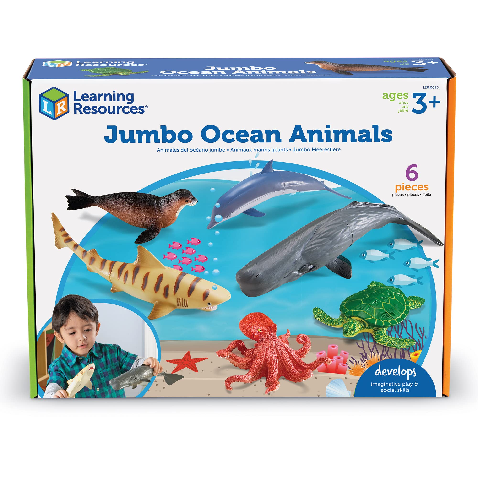 Foto 1 | Jumbo Ocean Animals De Toy Learning Resources, 6 Unidades, Más De 3 Años - Venta Internacional.