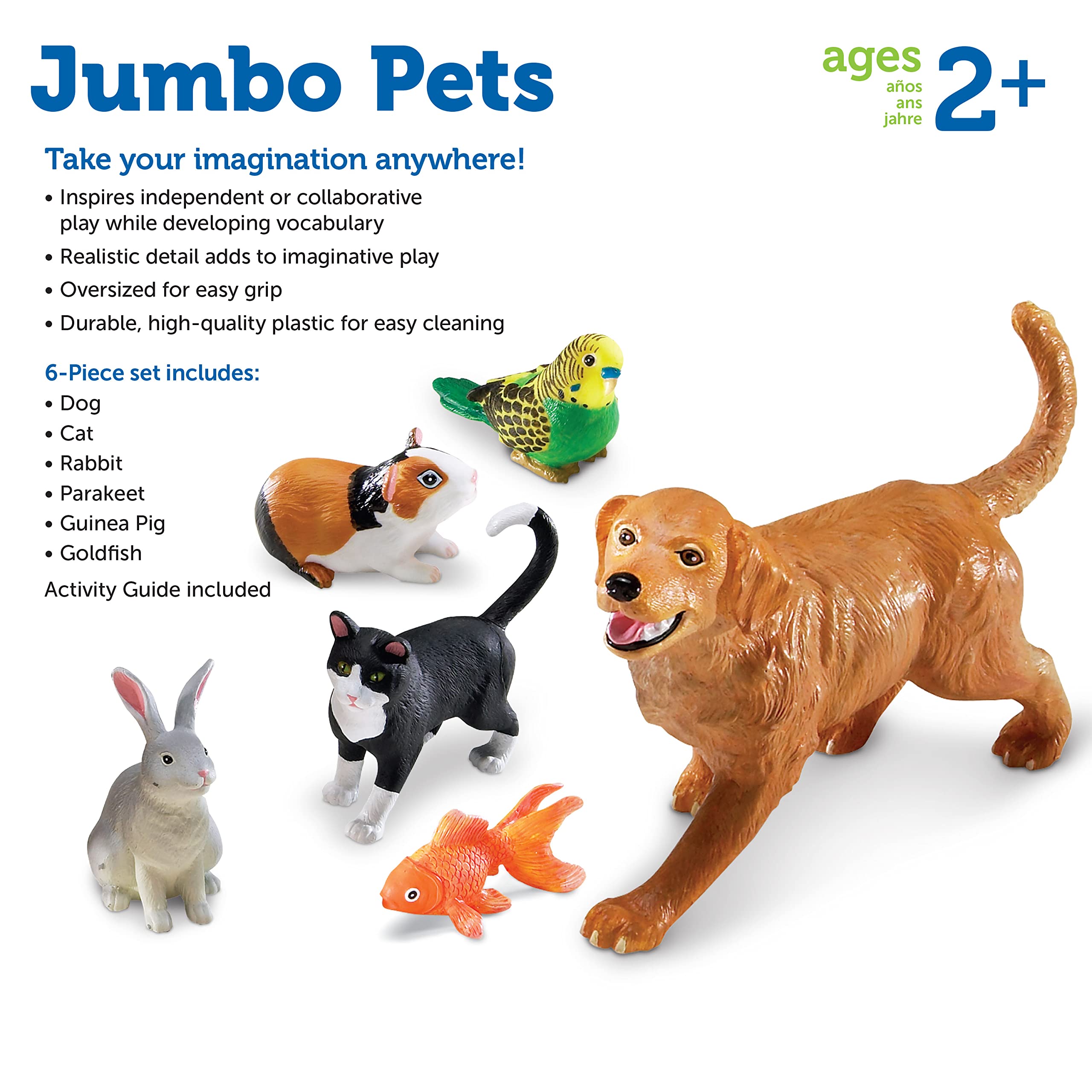 Foto 7 pulgar | Toy Learning Resources Jumbo Domestic Pets, 6 Animales De Más De 2 Años - Venta Internacional.