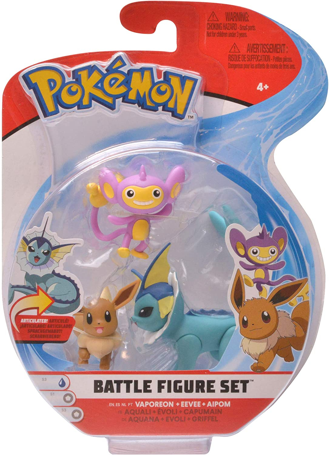 Foto 3 pulgar | Set De Figuras Pokémon Battle Con 2 Eevee, 2 Aipom Y 3 Vaporeon - Venta Internacional.