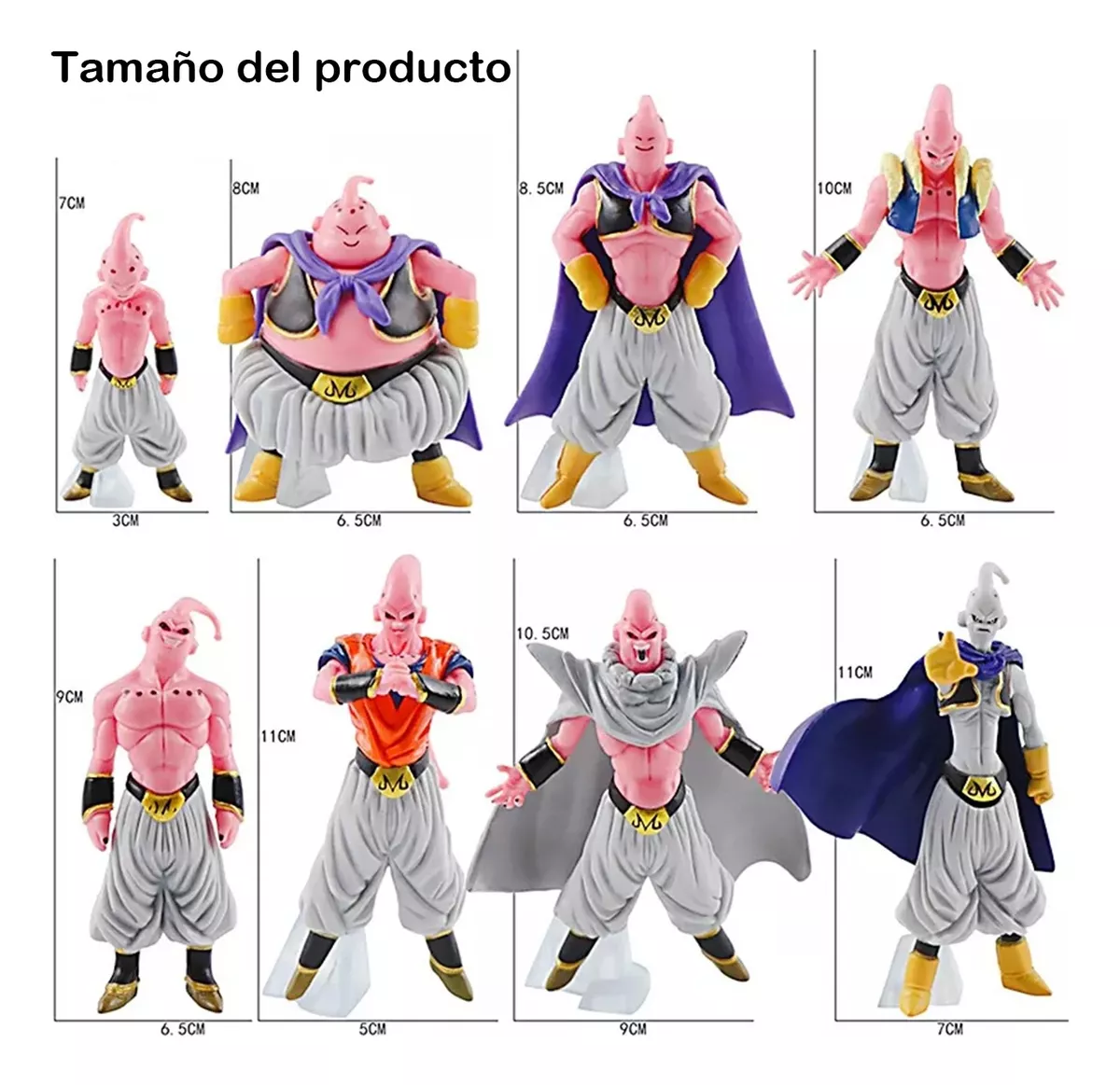 Foto 4 pulgar | Set Figuras Majin Buu Transformaciones 8 Pzas Coleccionables Multicolor